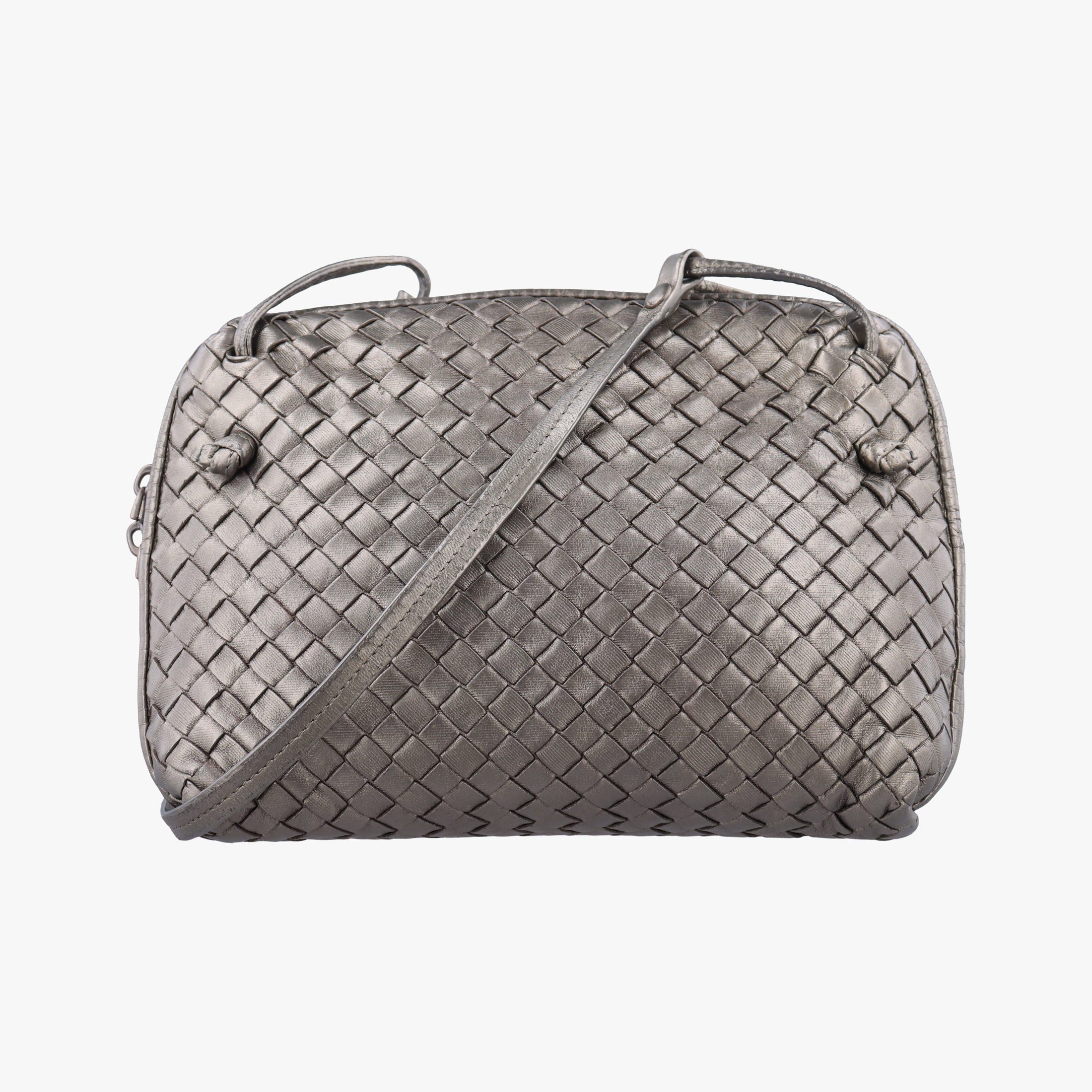 NODINI Intrecciato Silver Gray lambskin B03615631Kノディーニ イントレチャート シルバーグレー ラムスキン B03615631K