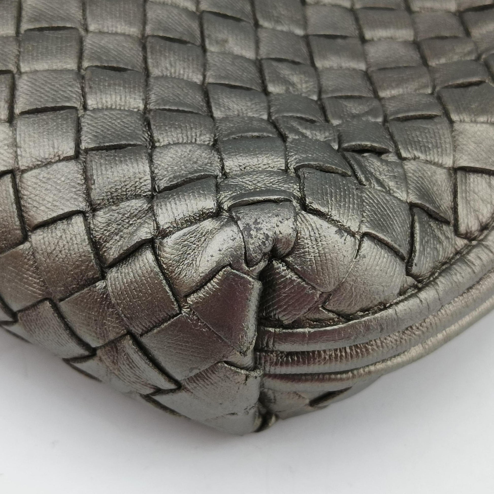 NODINI Intrecciato Silver Gray lambskin B03615631Kノディーニ イントレチャート シルバーグレー ラムスキン B03615631K