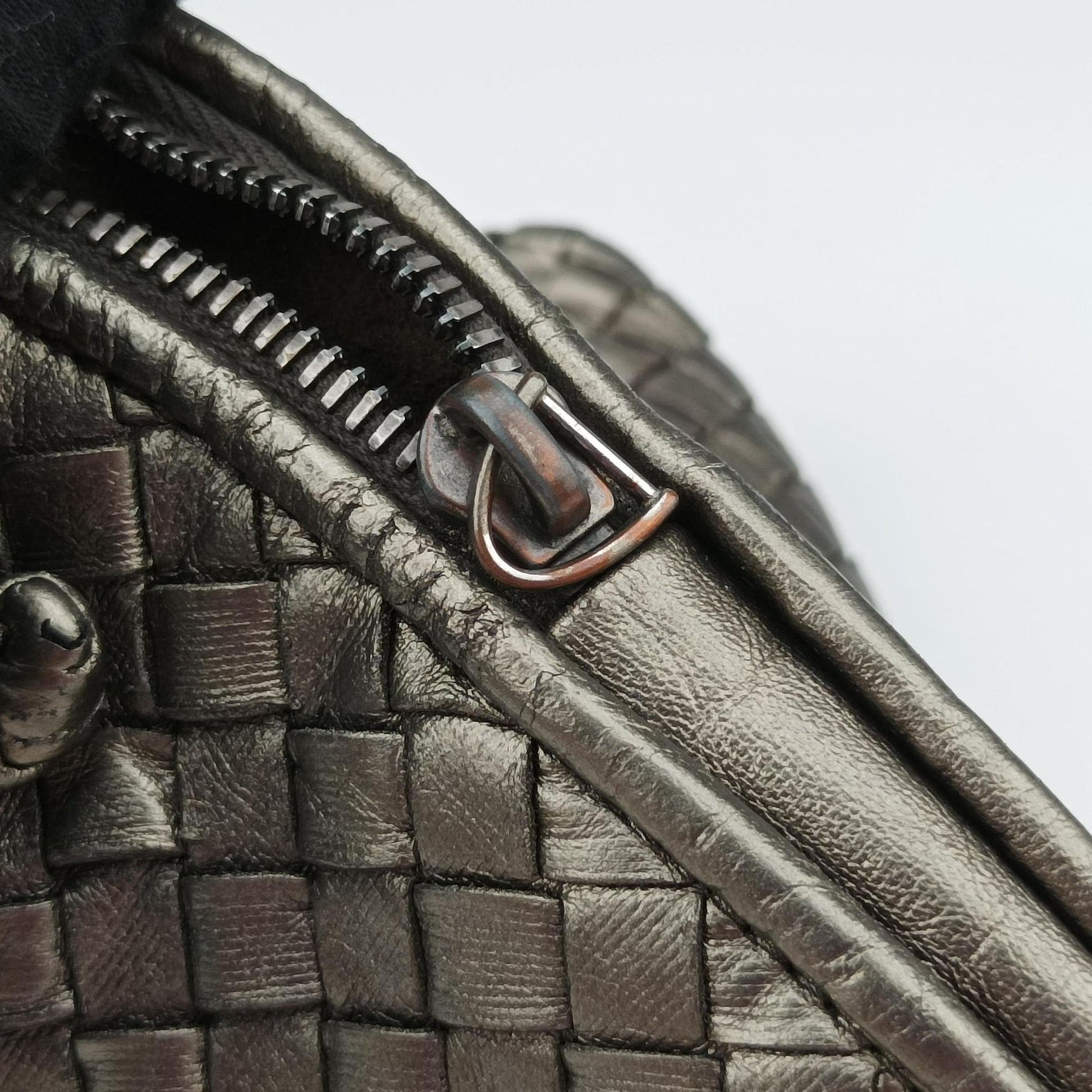 NODINI Intrecciato Silver Gray lambskin B03615631Kノディーニ イントレチャート シルバーグレー ラムスキン B03615631K