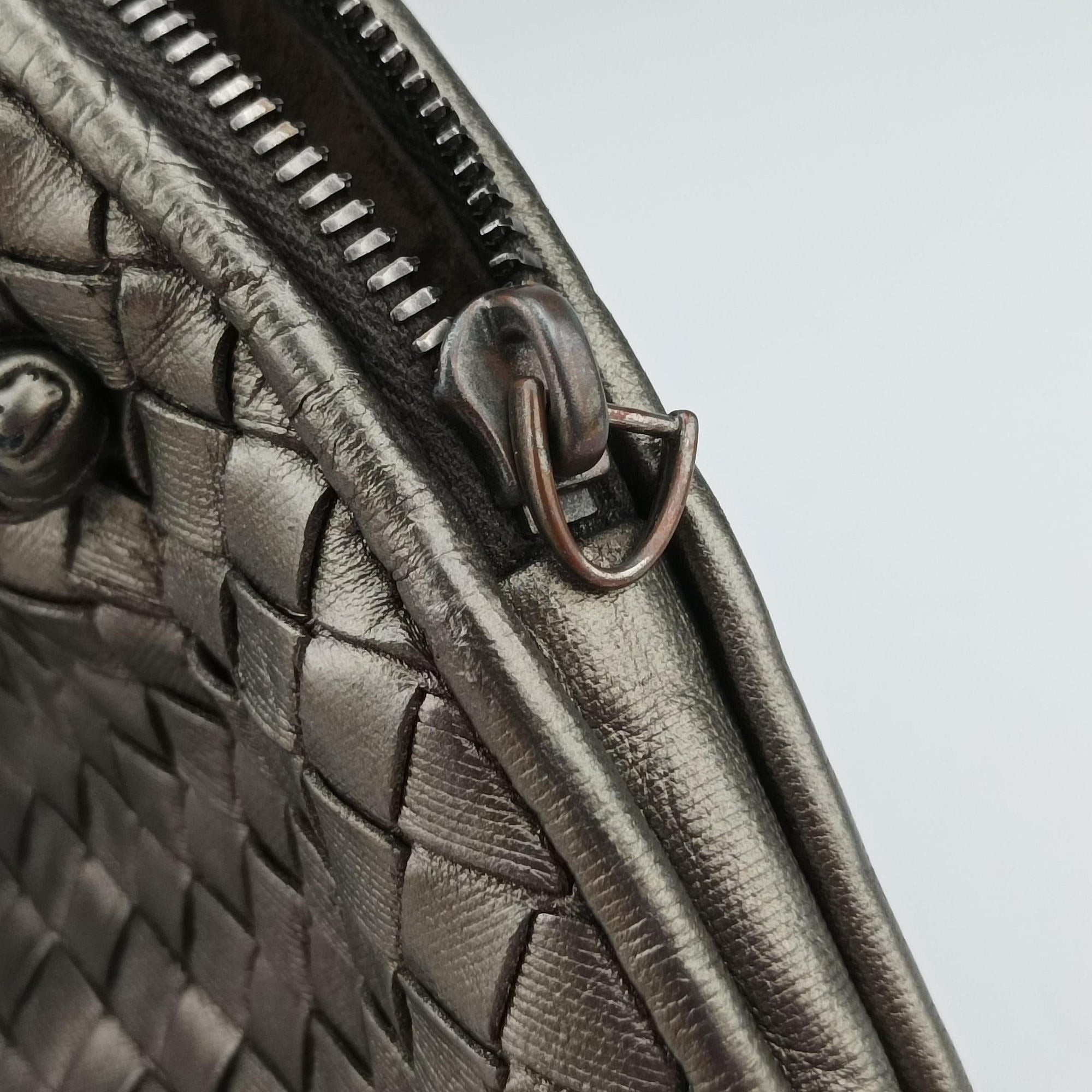 NODINI Intrecciato Silver Gray lambskin B03615631Kノディーニ イントレチャート シルバーグレー ラムスキン B03615631K