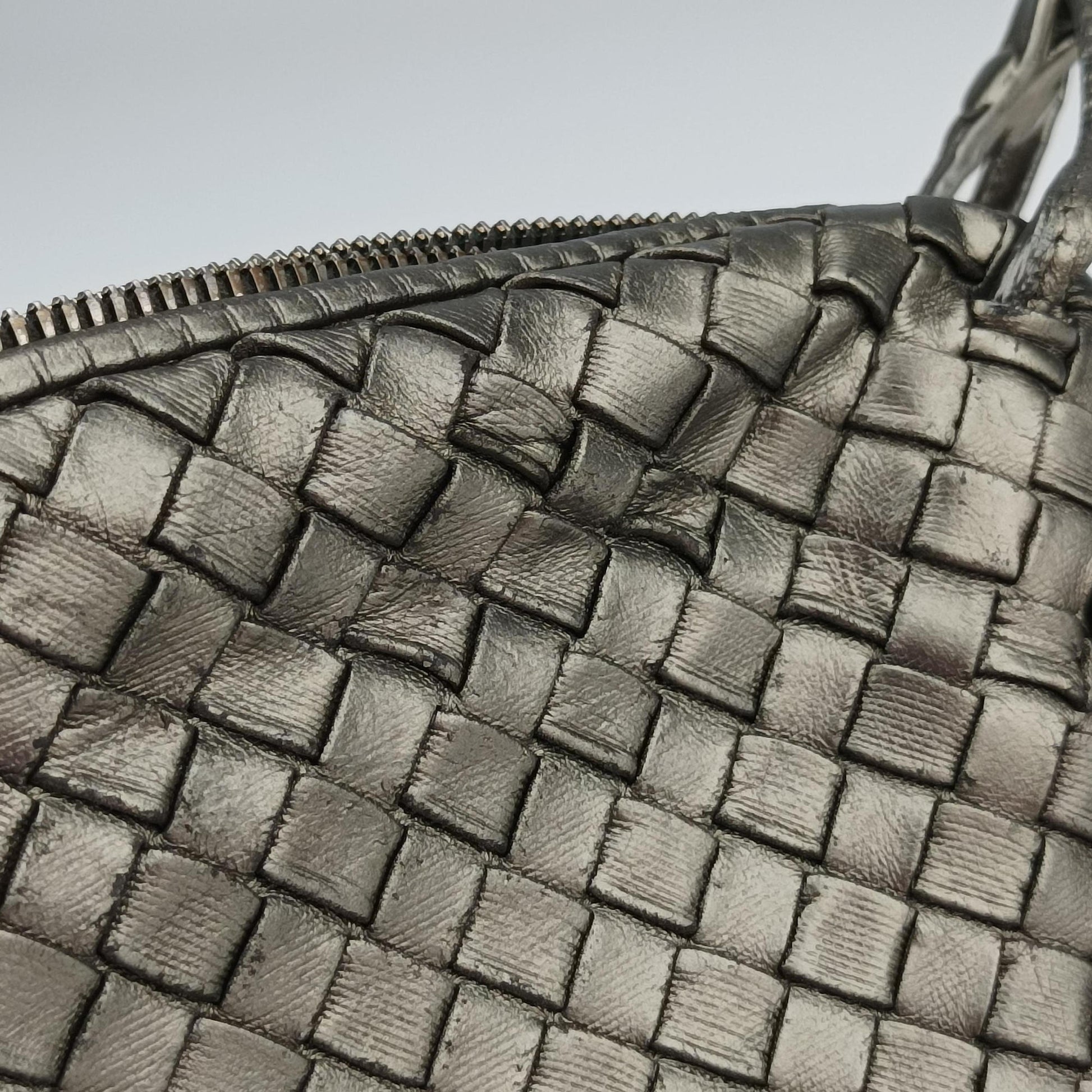 NODINI Intrecciato Silver Gray lambskin B03615631Kノディーニ イントレチャート シルバーグレー ラムスキン B03615631K