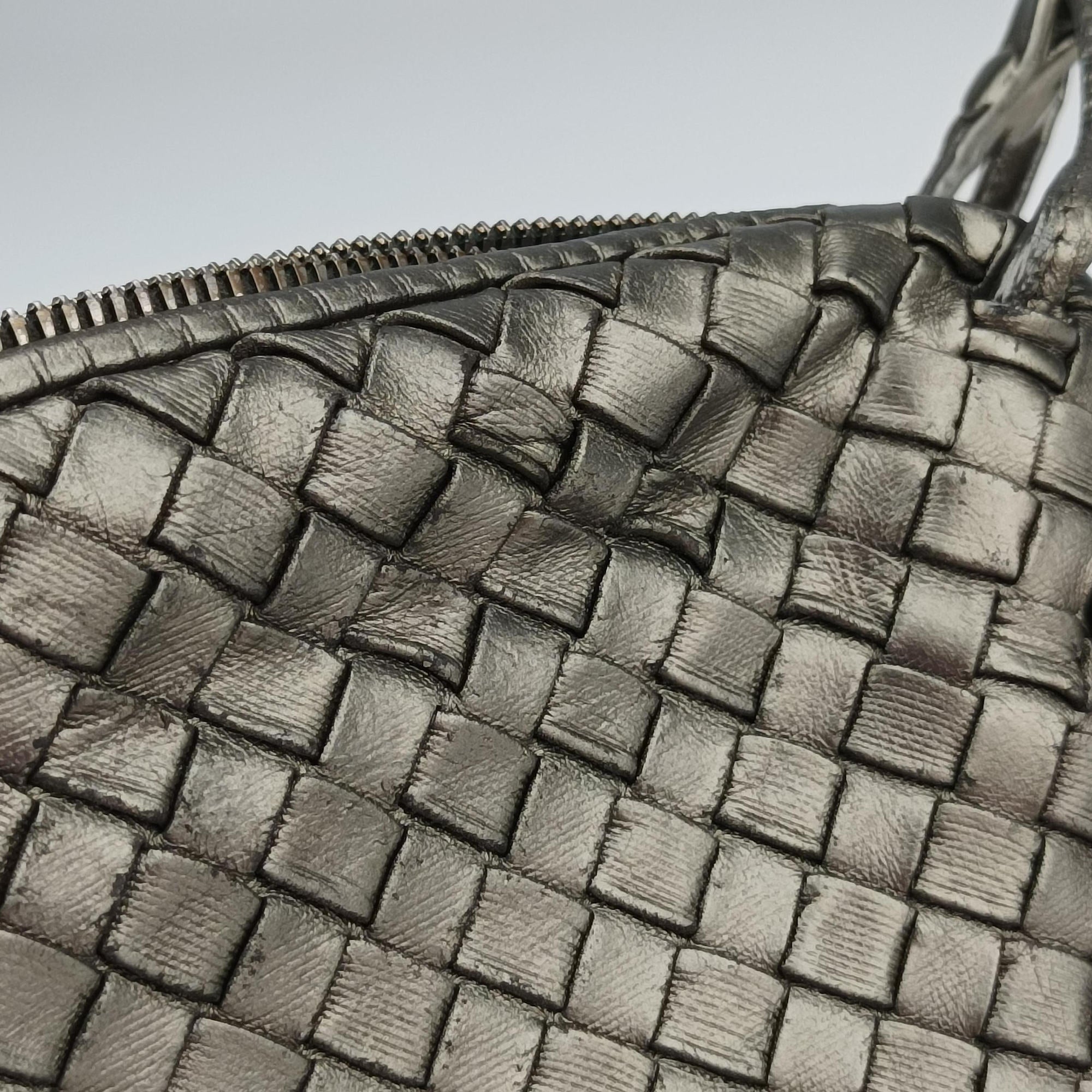 NODINI Intrecciato Silver Gray lambskin B03615631Kノディーニ イントレチャート シルバーグレー ラムスキン B03615631K