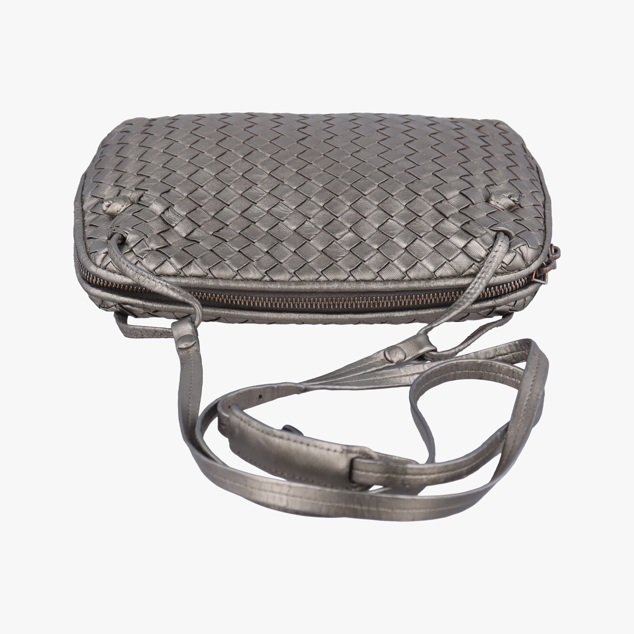 NODINI Intrecciato Silver Gray lambskin B03615631Kノディーニ イントレチャート シルバーグレー ラムスキン B03615631K