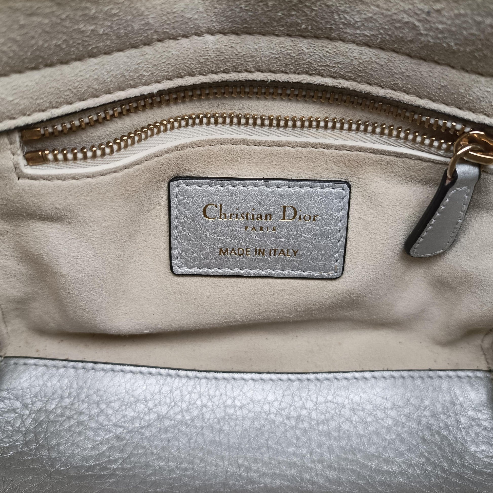 Lady Dior Silver lambskin 02-MA-0127レディディオール シルバー ラムスキン 02-MA-0127