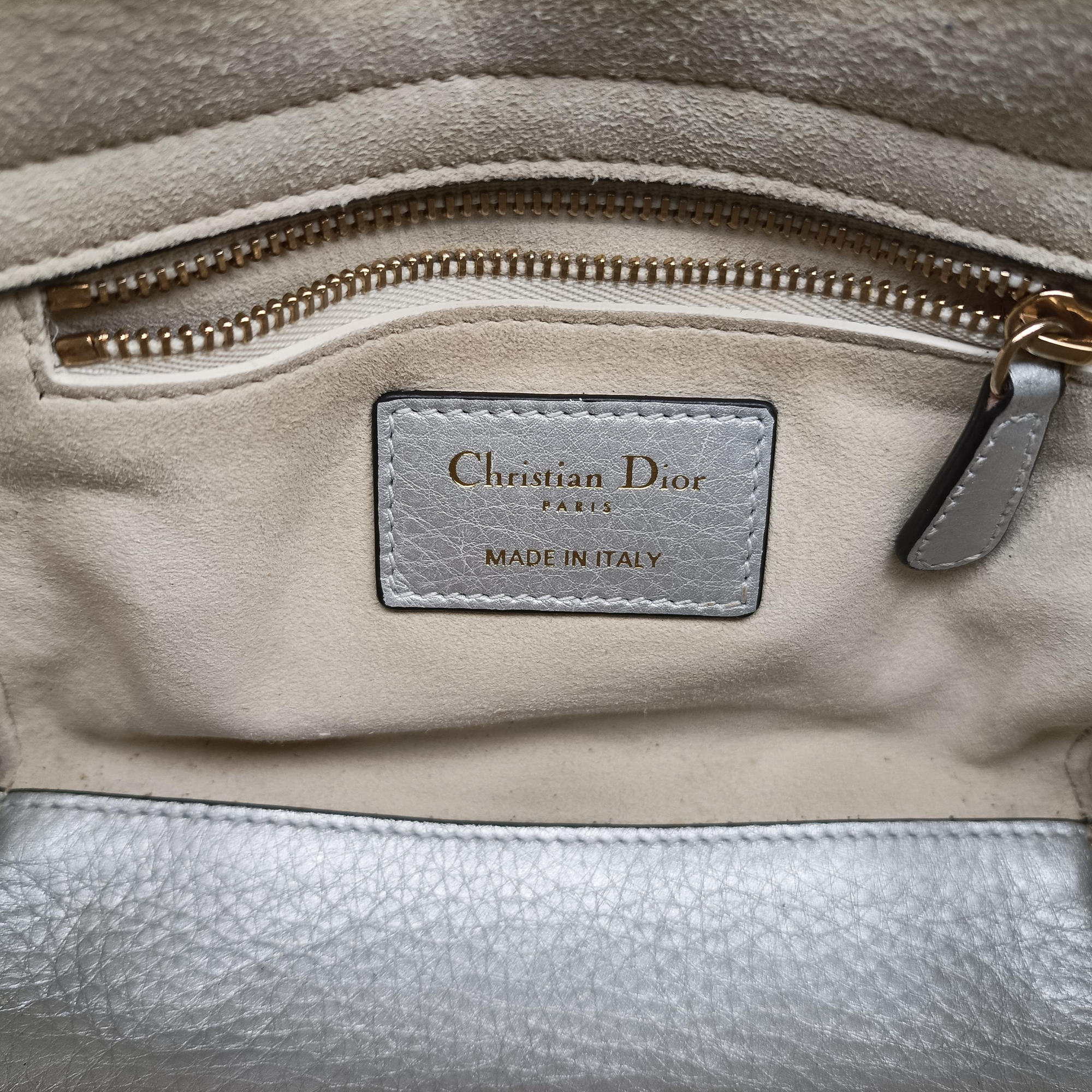 Lady Dior Silver lambskin 02-MA-0127レディディオール シルバー ラムスキン 02-MA-0127
