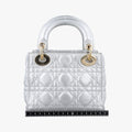 Lady Dior Silver lambskin 02-MA-0127レディディオール シルバー ラムスキン 02-MA-0127