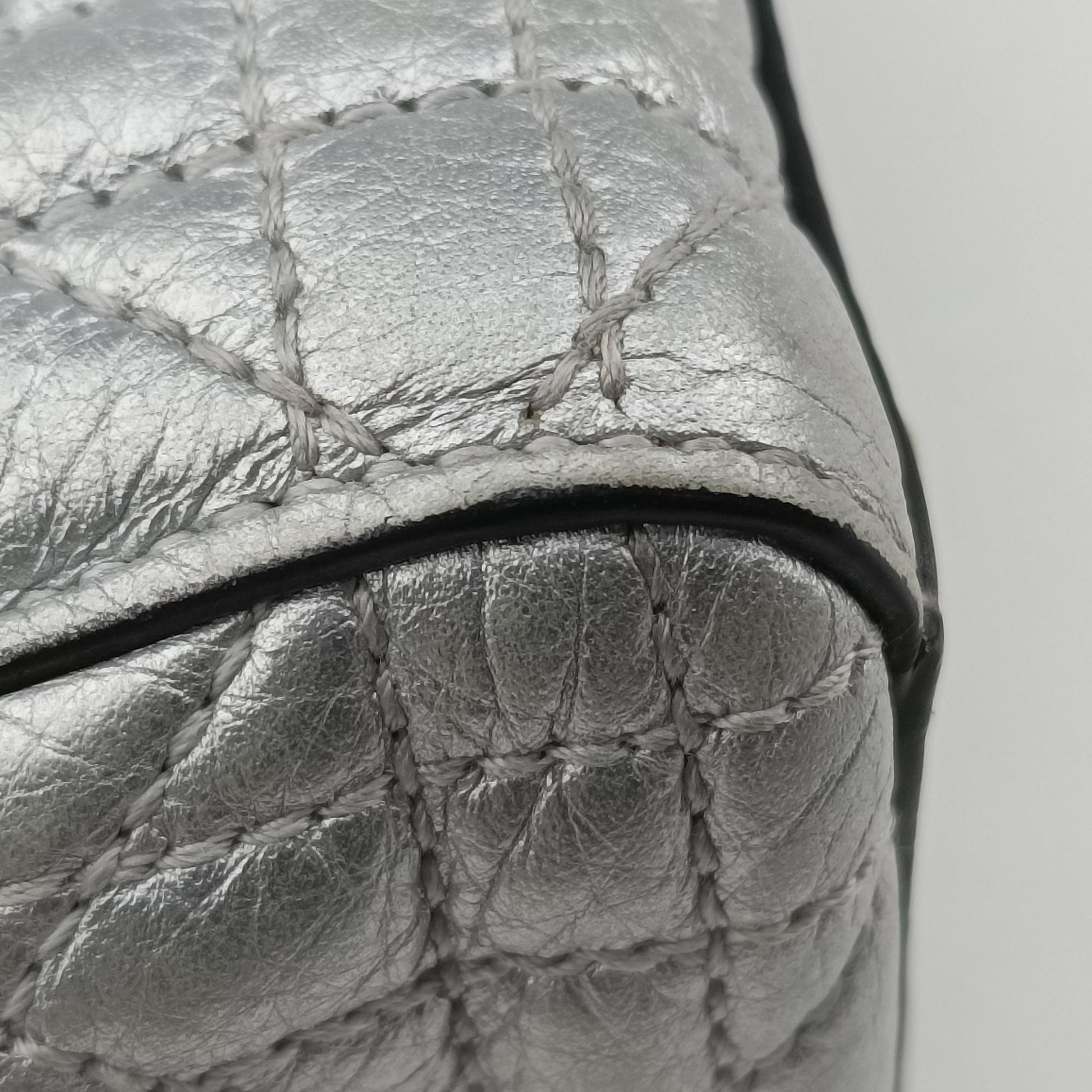 Lady Dior Silver lambskin 02-MA-0127レディディオール シルバー ラムスキン 02-MA-0127