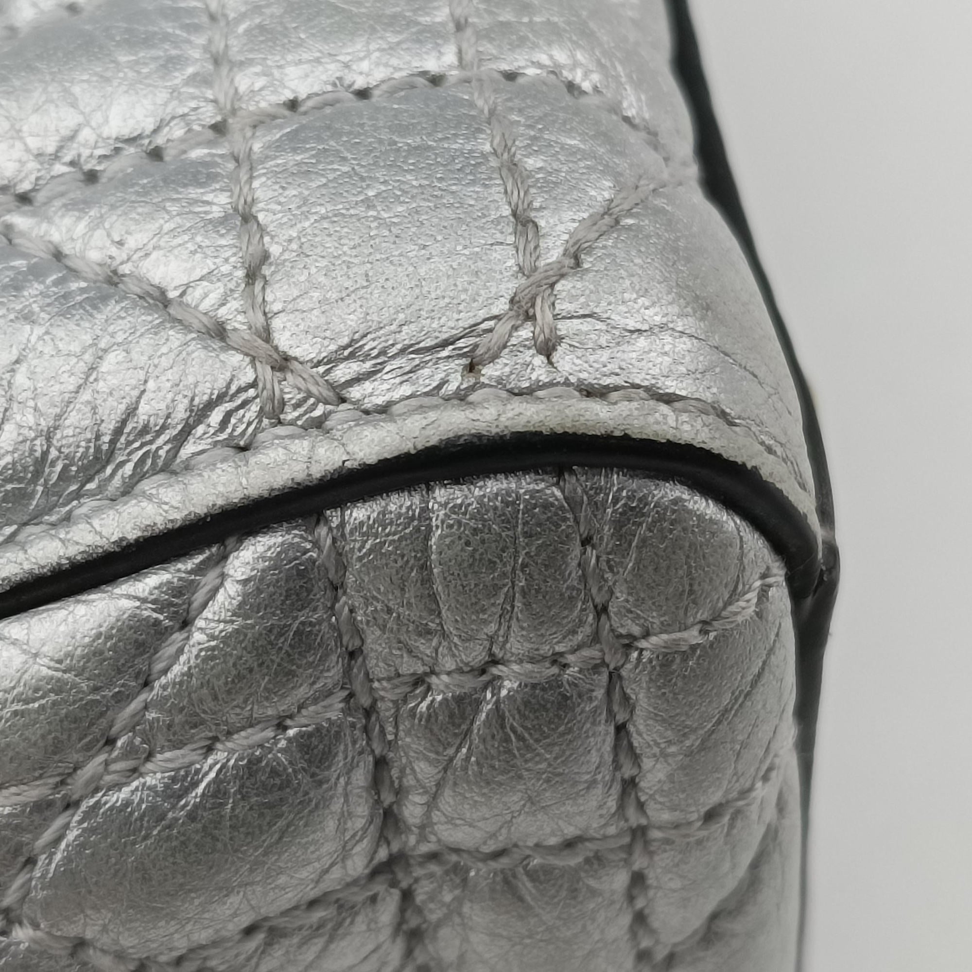 Lady Dior Silver lambskin 02-MA-0127レディディオール シルバー ラムスキン 02-MA-0127