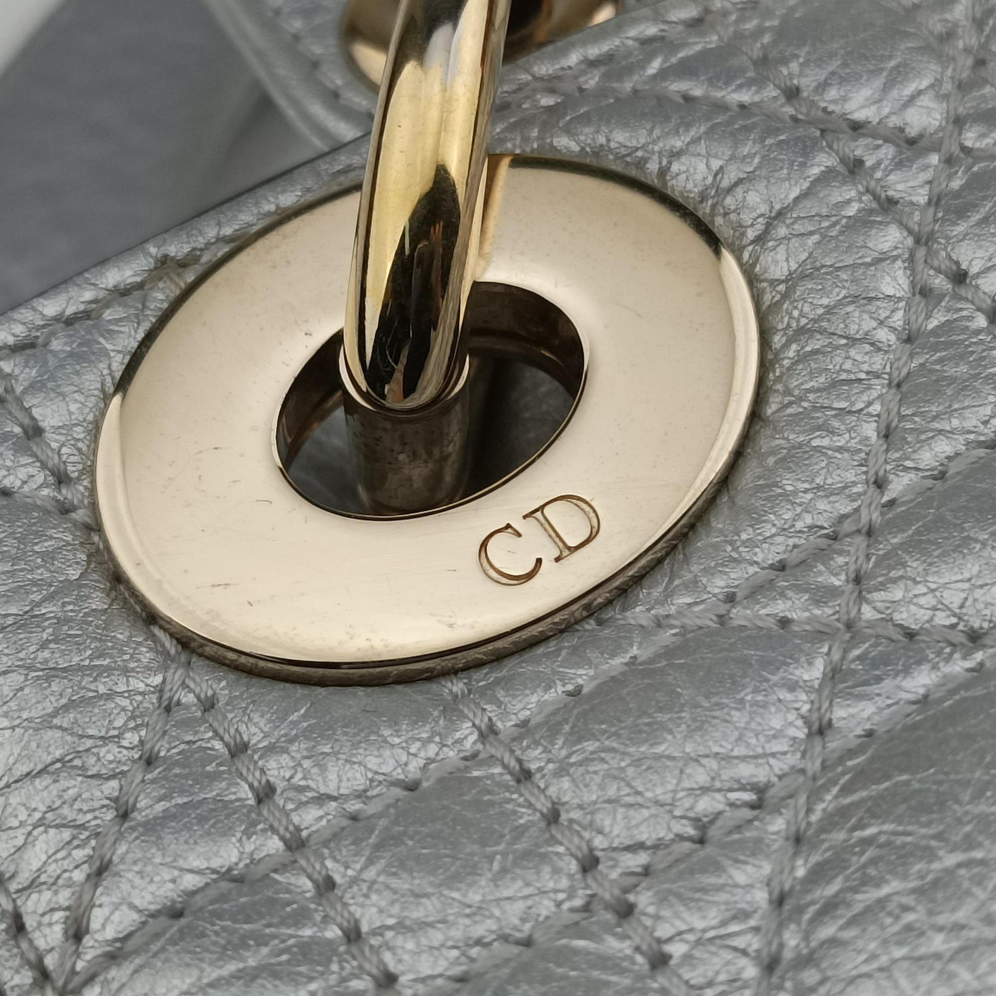 Lady Dior Silver lambskin 02-MA-0127レディディオール シルバー ラムスキン 02-MA-0127