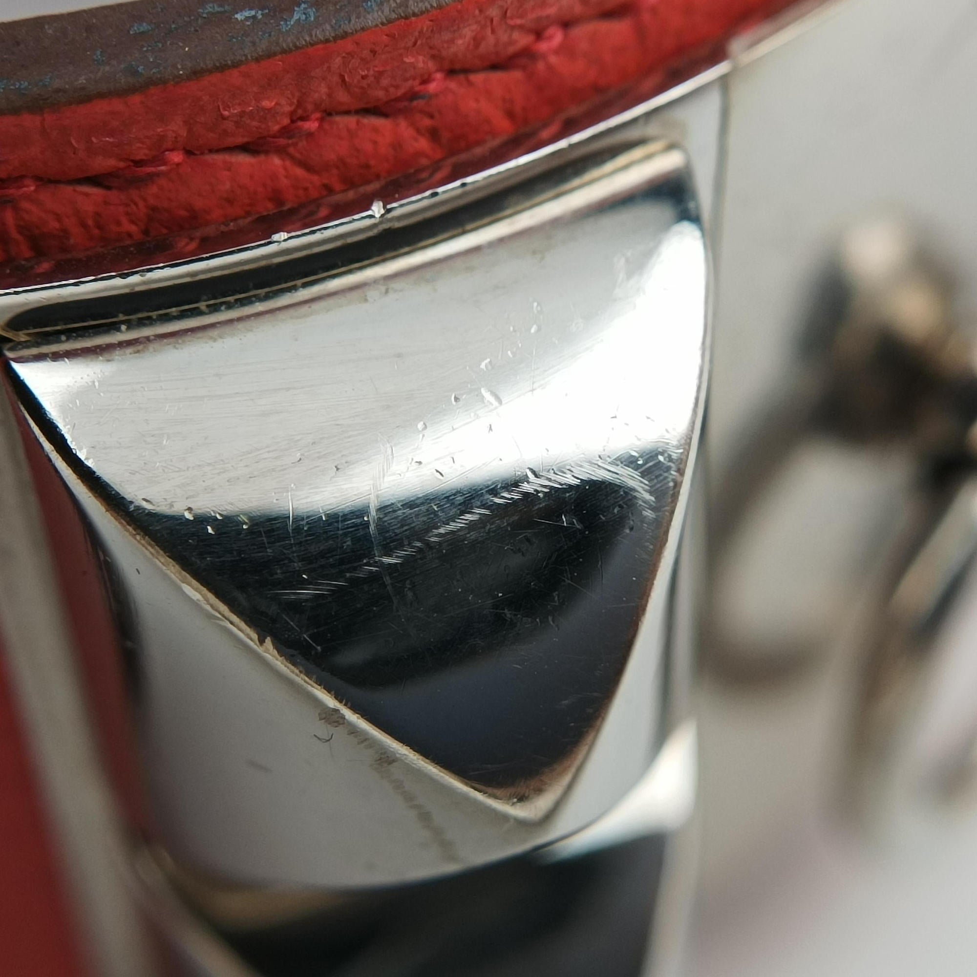 Collier de chien Red×silver Leather×GP S T ID 003コリエ ド シアン レッド×シルバー レザー×GP S T ID 003