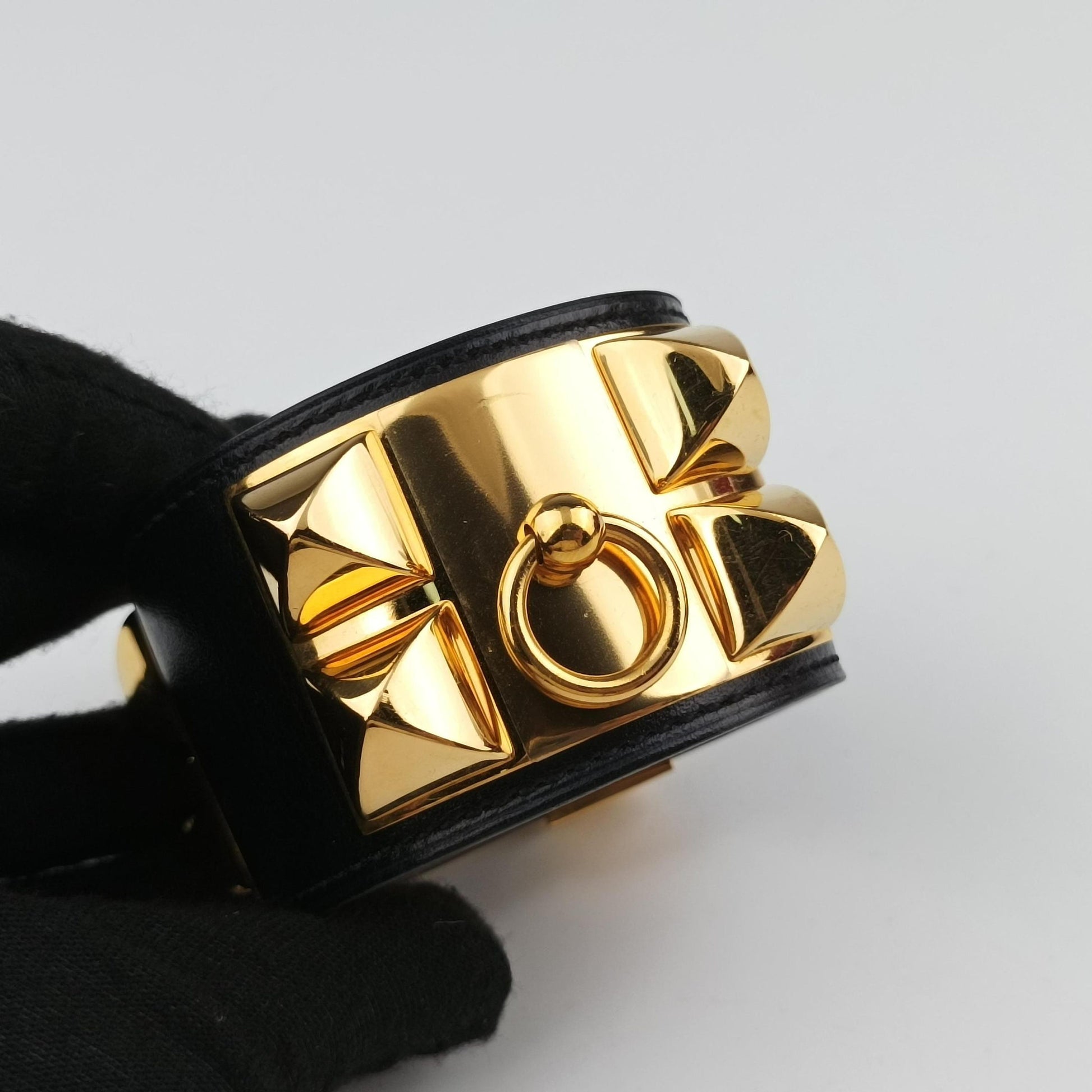 Collier de Chien Black×golden Leather × GP S T NM 010コリエ ド シアン ブラック×ゴールド レザー×GP S T NM 010