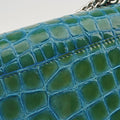 La Medusa Blue Croc-Effect Embossed Calf Leather CLG 647024607711ラ メドゥーサ ブルー クロコダイル調 エンボスレザー CLG 647024607711