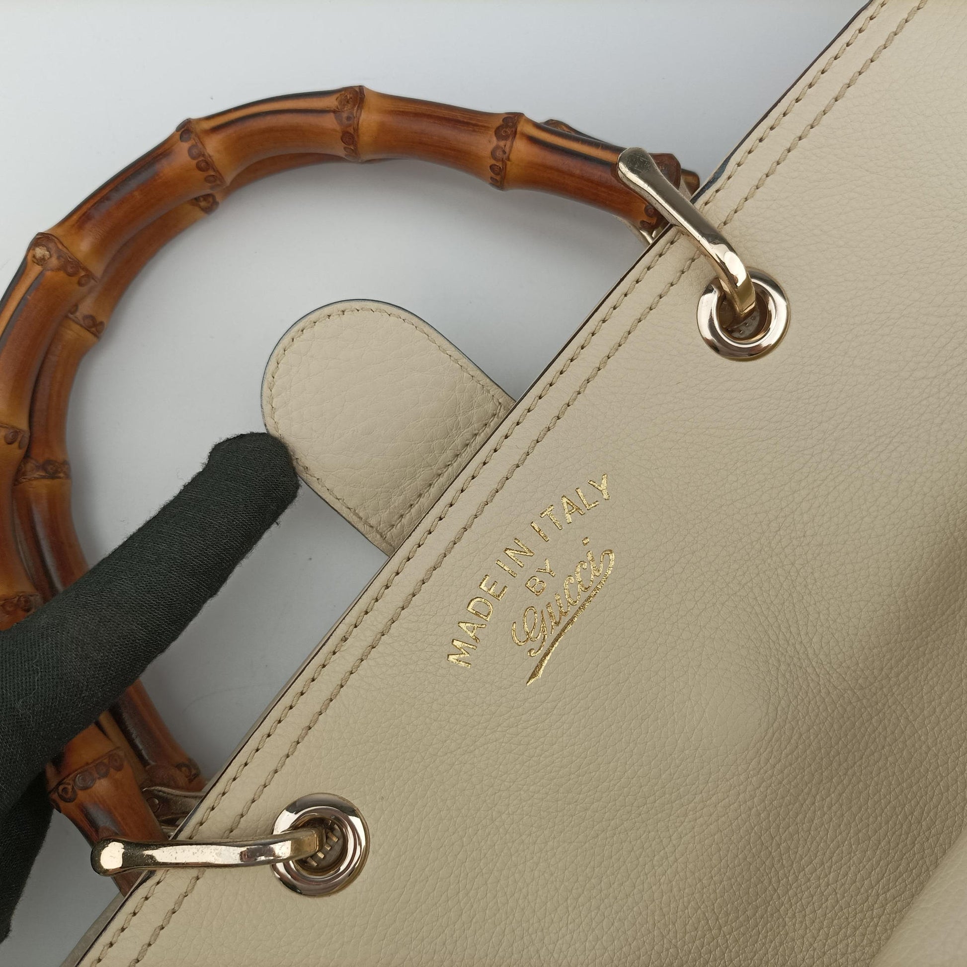 Bamboo Shopper White Leather 323660 I015983903バンブーショッパー ホワイト レザー 323660 I015983903