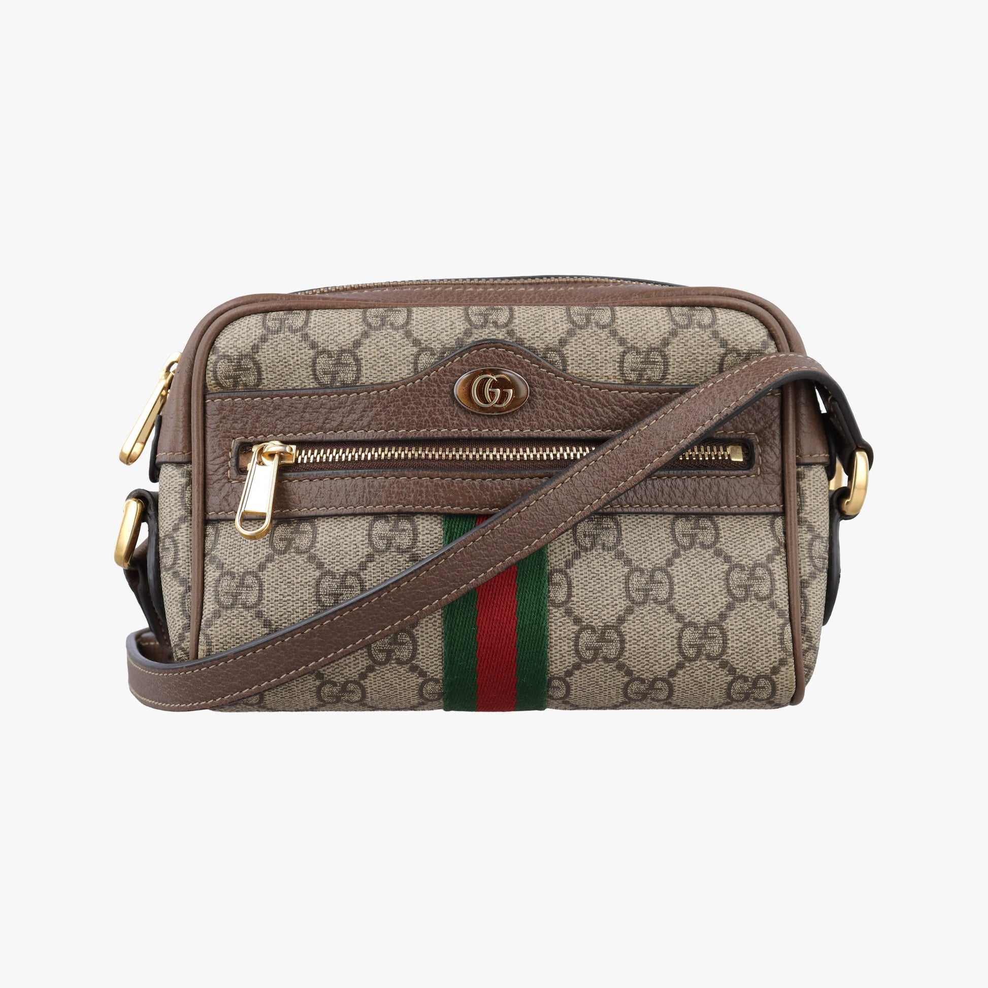 OPHIDIA Brown×red×green PVC coated canvas×leather 517350 オフィディア ブラウン×レッド×グリーン PVCコーティングキャンバス×レザー 517350 