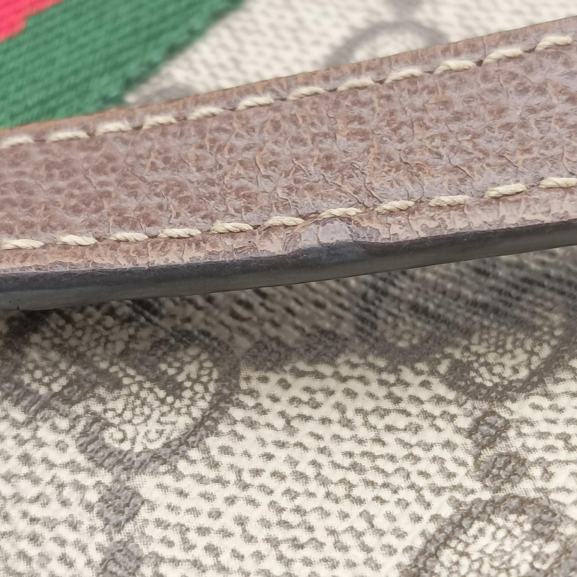 OPHIDIA Brown×red×green PVC coated canvas×leather 517350 オフィディア ブラウン×レッド×グリーン PVCコーティングキャンバス×レザー 517350 