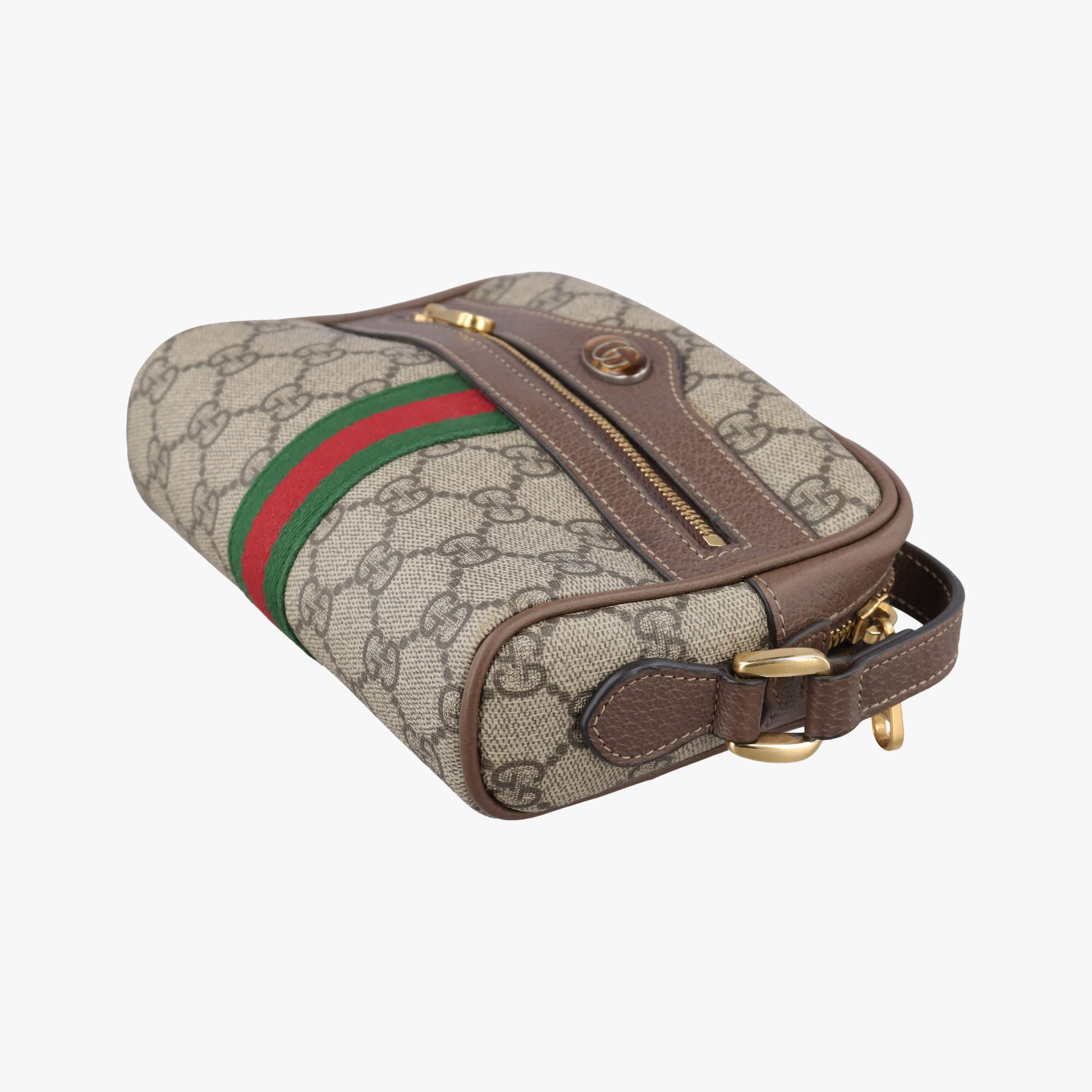 OPHIDIA Brown×red×green PVC coated canvas×leather 517350 オフィディア ブラウン×レッド×グリーン PVCコーティングキャンバス×レザー 517350 