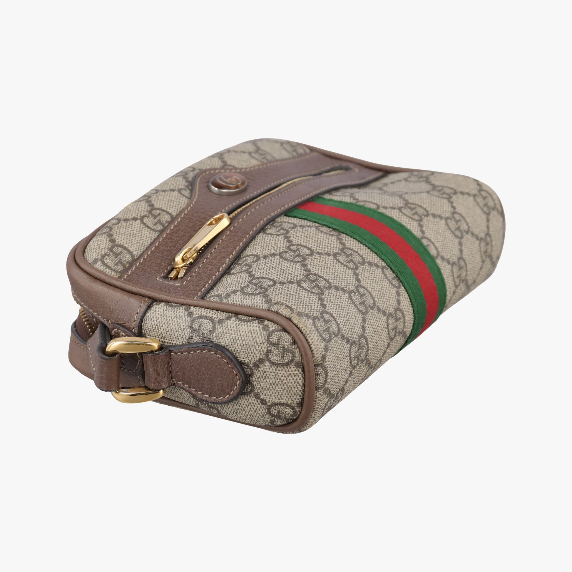 OPHIDIA Brown×red×green PVC coated canvas×leather 517350 オフィディア ブラウン×レッド×グリーン PVCコーティングキャンバス×レザー 517350 