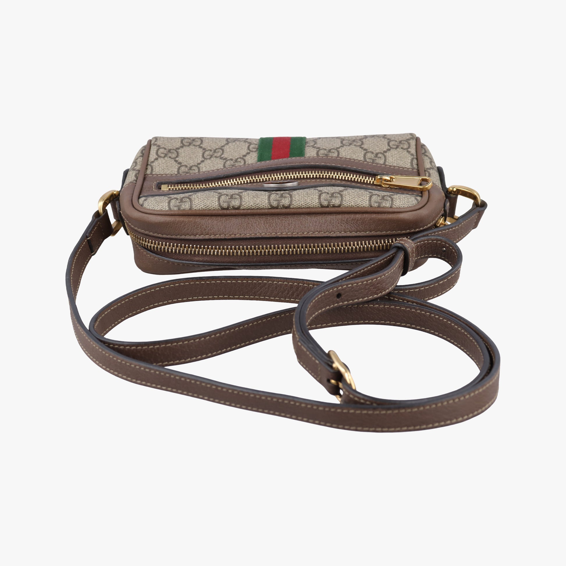 OPHIDIA Brown×red×green PVC coated canvas×leather 517350 オフィディア ブラウン×レッド×グリーン PVCコーティングキャンバス×レザー 517350 