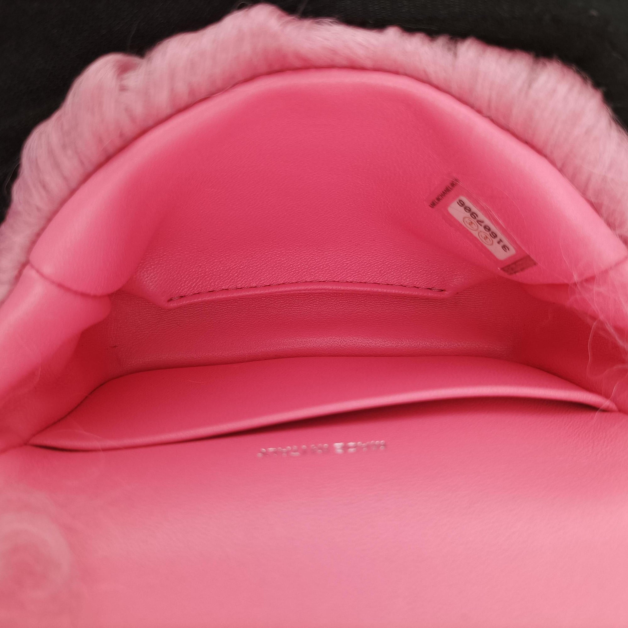 Shearling CC Hook Card Holder Pink wool AP2397 31607906シアリングCCフックカードホルダー ピンク ウール AP2397 31607906