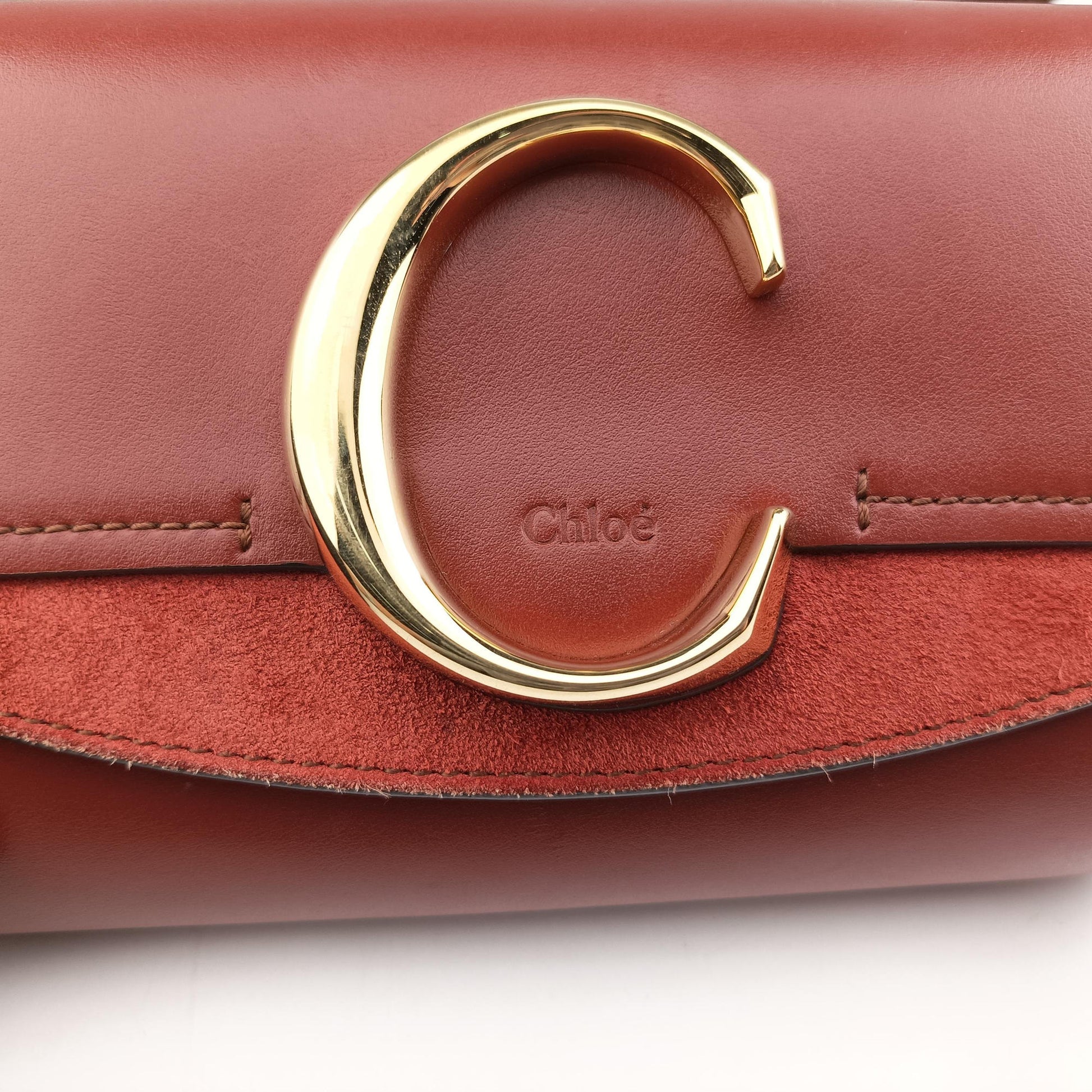 Chloe C Brown Leather × Suede 02-19-63-65クロエC ブラウン レザー×スエード 02-19-63-65