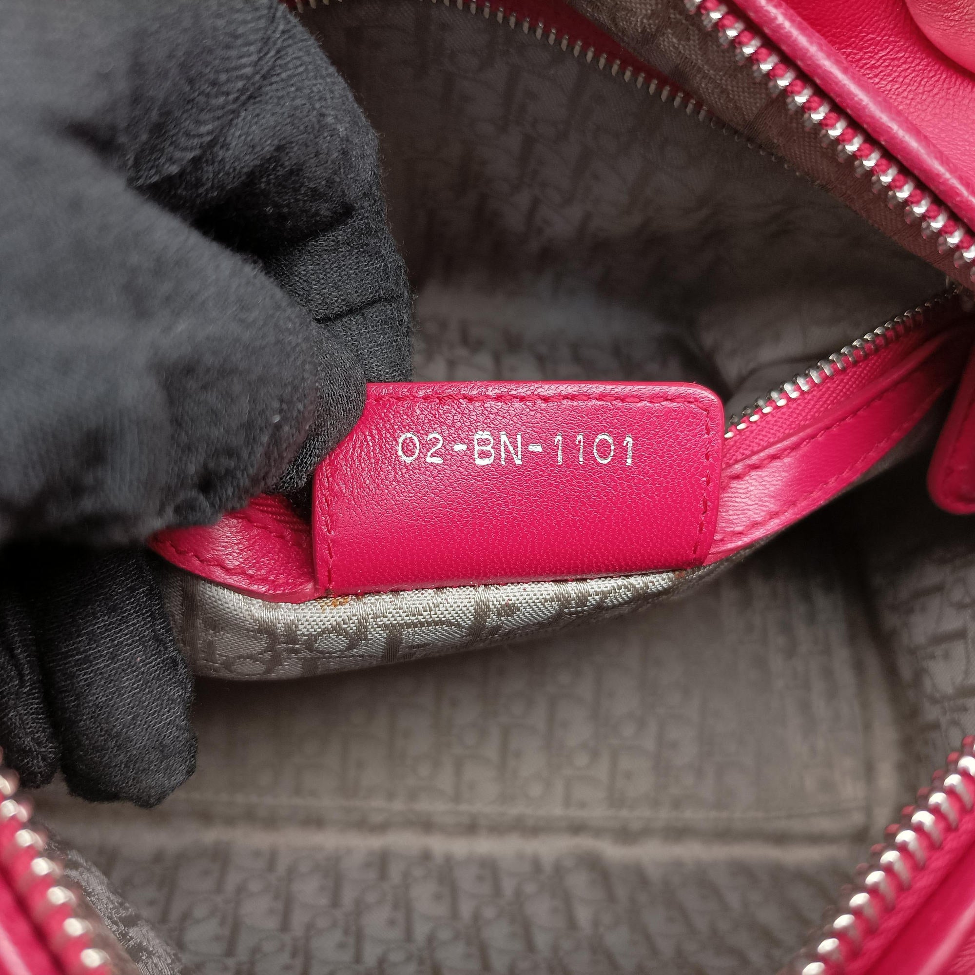 Lady Dior Rose lambskin 02-BN-1101レディディオール ローズ レッド ラムスキン 02-BN-1101