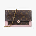 Portefeuille FLORE Chain brown×ROSE BALLERIN Monogram Canvas×calf leather M67405 SN0270ポルトフォイユ フロール チェーン モノグラム/ブラウン×ローズバレリーヌ モノグラムキャンバス×カーフレザー M67405 SN0270