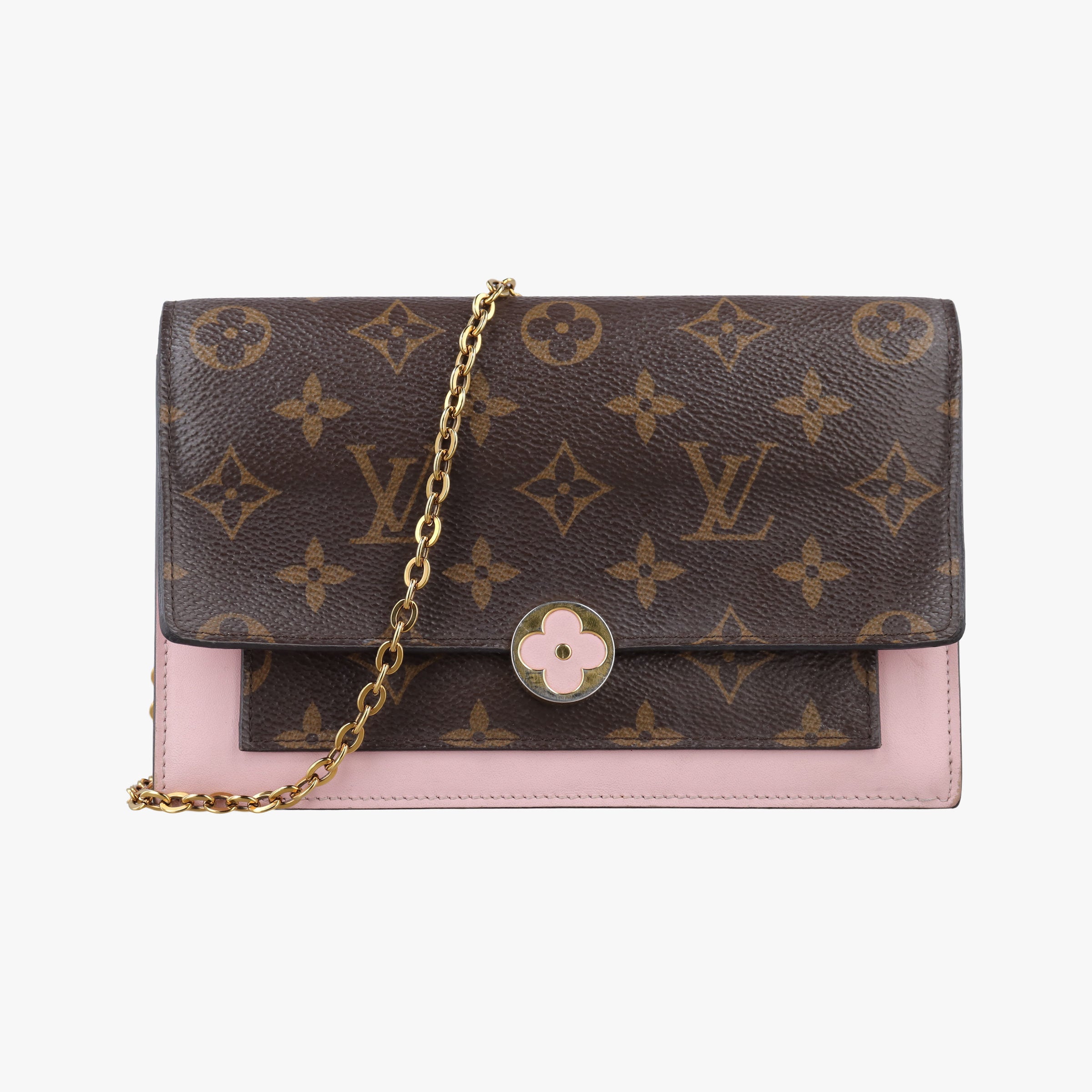 Portefeuille FLORE Chain brown×ROSE BALLERIN Monogram Canvas×calf leather M67405 SN0270ポルトフォイユ フロール チェーン モノグラム/ブラウン×ローズバレリーヌ モノグラムキャンバス×カーフレザー M67405 SN0270