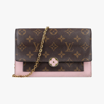 Portefeuille FLORE Chain brown×ROSE BALLERIN Monogram Canvas×calf leather M67405 SN0270ポルトフォイユ フロール チェーン モノグラム/ブラウン×ローズバレリーヌ モノグラムキャンバス×カーフレザー M67405 SN0270