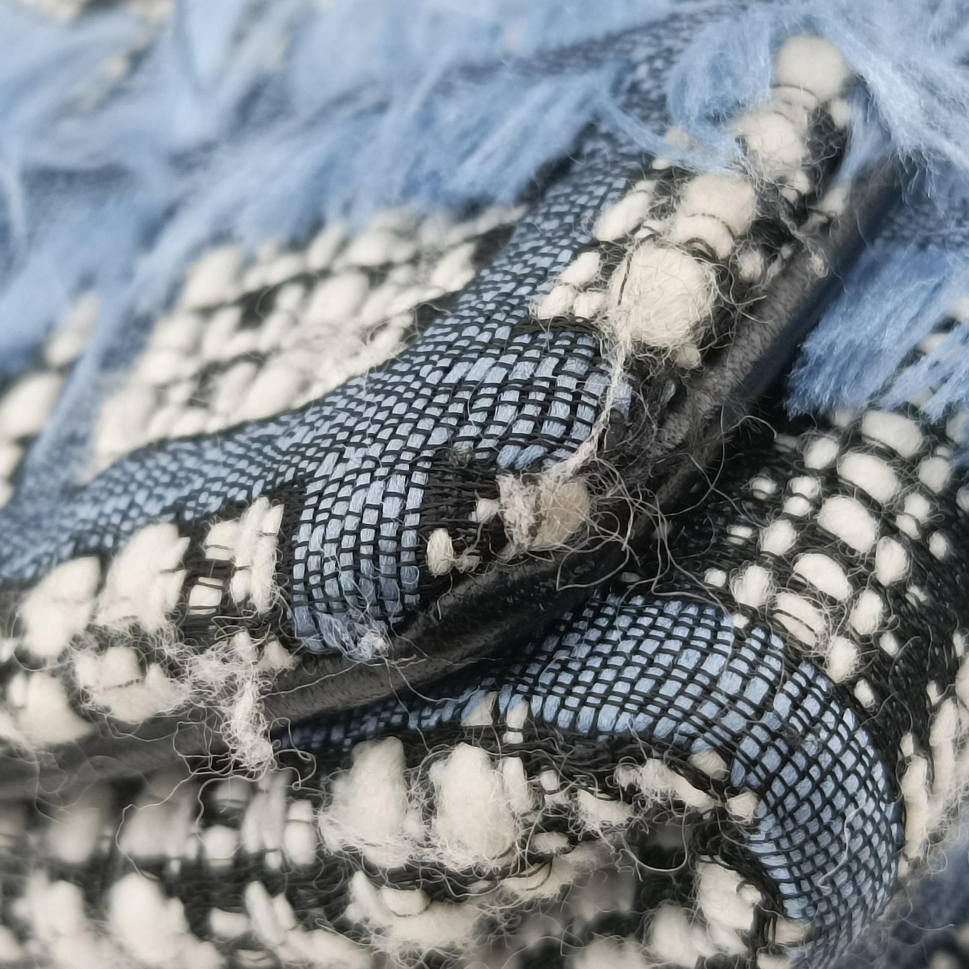 Palazzo Sultan Blue×White Tweed  & Leather CLG 117233742220パラッツォ スルタン ブルー×ホワイト ツイード × レザー CLG 117233742220