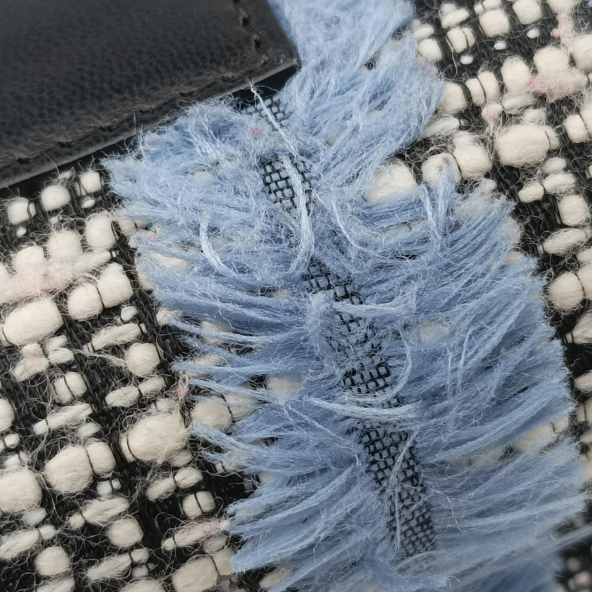 Palazzo Sultan Blue×White Tweed  & Leather CLG 117233742220パラッツォ スルタン ブルー×ホワイト ツイード × レザー CLG 117233742220