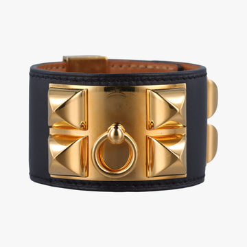 Collier de Chien Black×golden Leather × GP SI▢Qコリエ ド シアン ブラック×ゴールド レザー×GP SI▢Q