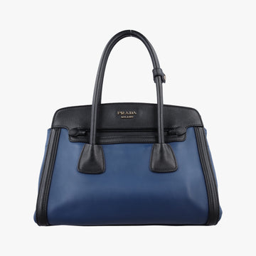 Double Zip Convertible Tote Black×Blue Saffiano Leather×Leather 31/Yダブルジップコンバーチブルトート ブラック×ブルー サフィアーノレザー×レザー 31/Y