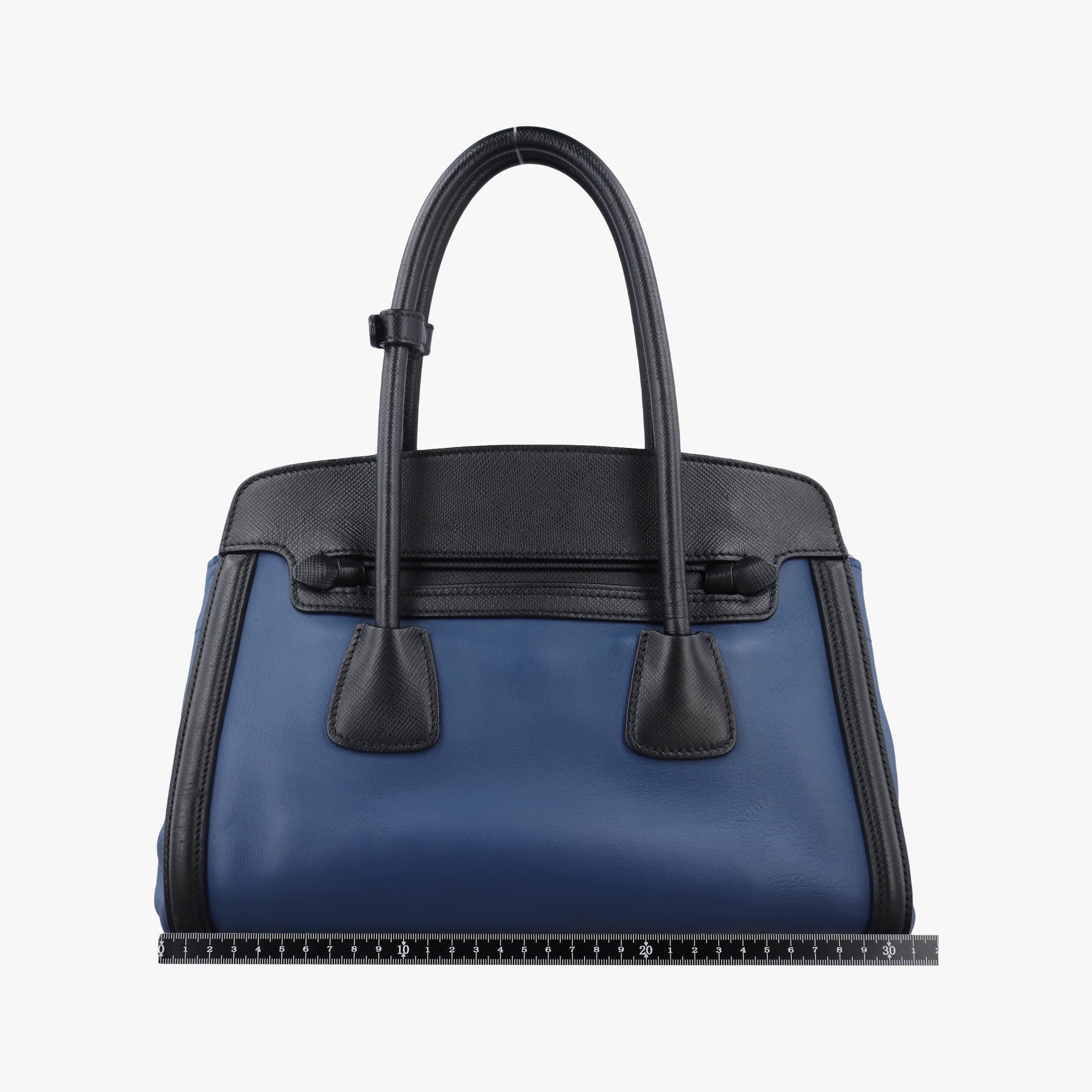 Double Zip Convertible Tote Black×Blue Saffiano Leather×Leather 31/Yダブルジップコンバーチブルトート ブラック×ブルー サフィアーノレザー×レザー 31/Y