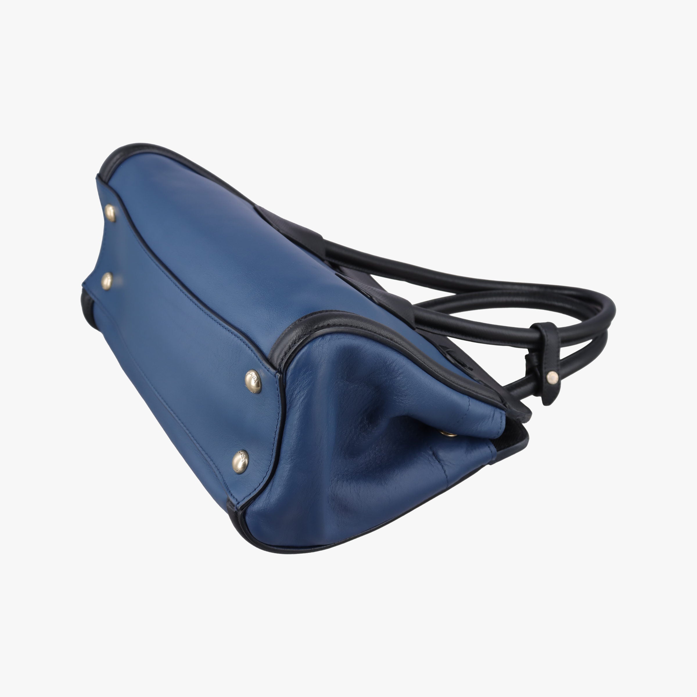 Double Zip Convertible Tote Black×Blue Saffiano Leather×Leather 31/Yダブルジップコンバーチブルトート ブラック×ブルー サフィアーノレザー×レザー 31/Y