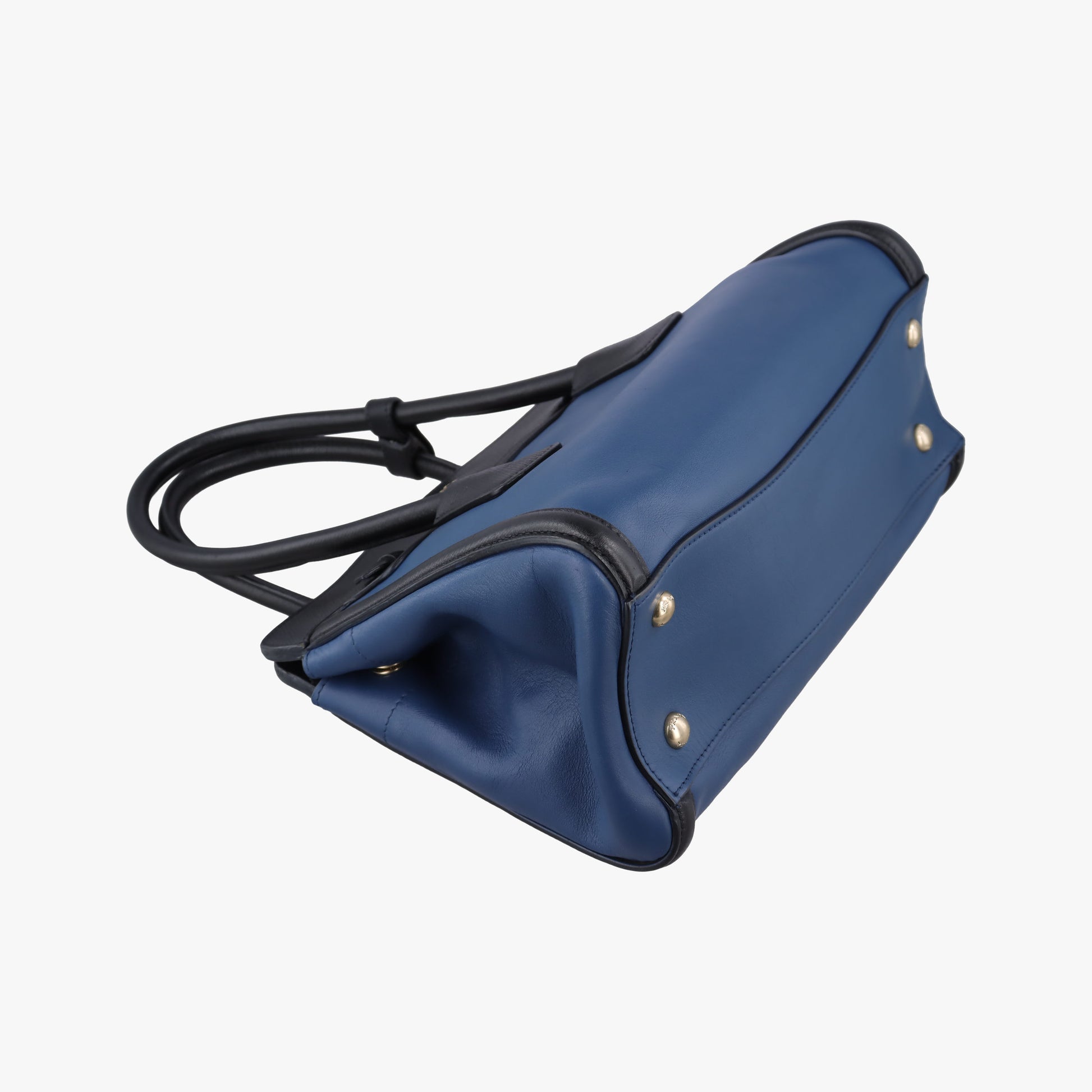 Double Zip Convertible Tote Black×Blue Saffiano Leather×Leather 31/Yダブルジップコンバーチブルトート ブラック×ブルー サフィアーノレザー×レザー 31/Y