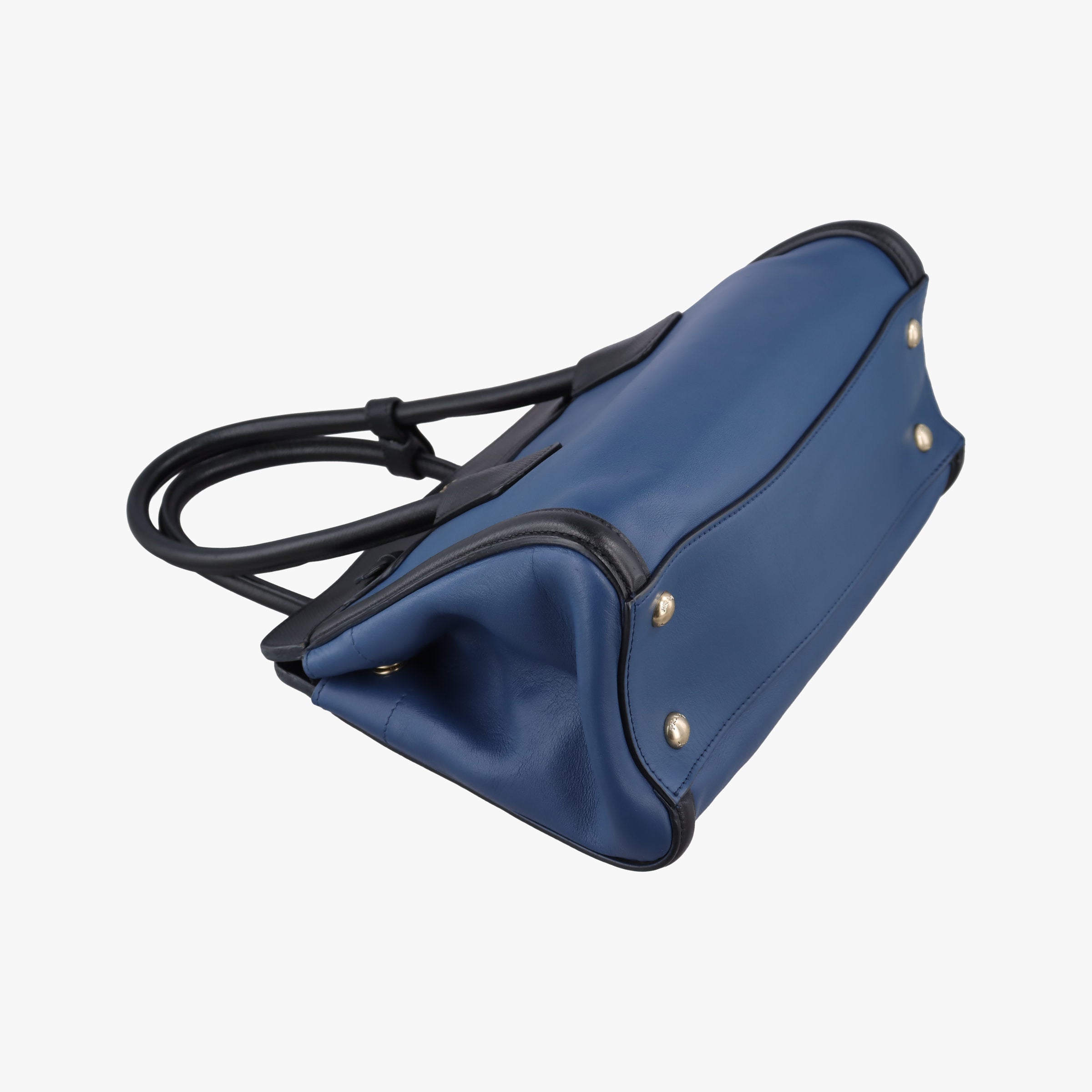 Double Zip Convertible Tote Black×Blue Saffiano Leather×Leather 31/Yダブルジップコンバーチブルトート ブラック×ブルー サフィアーノレザー×レザー 31/Y