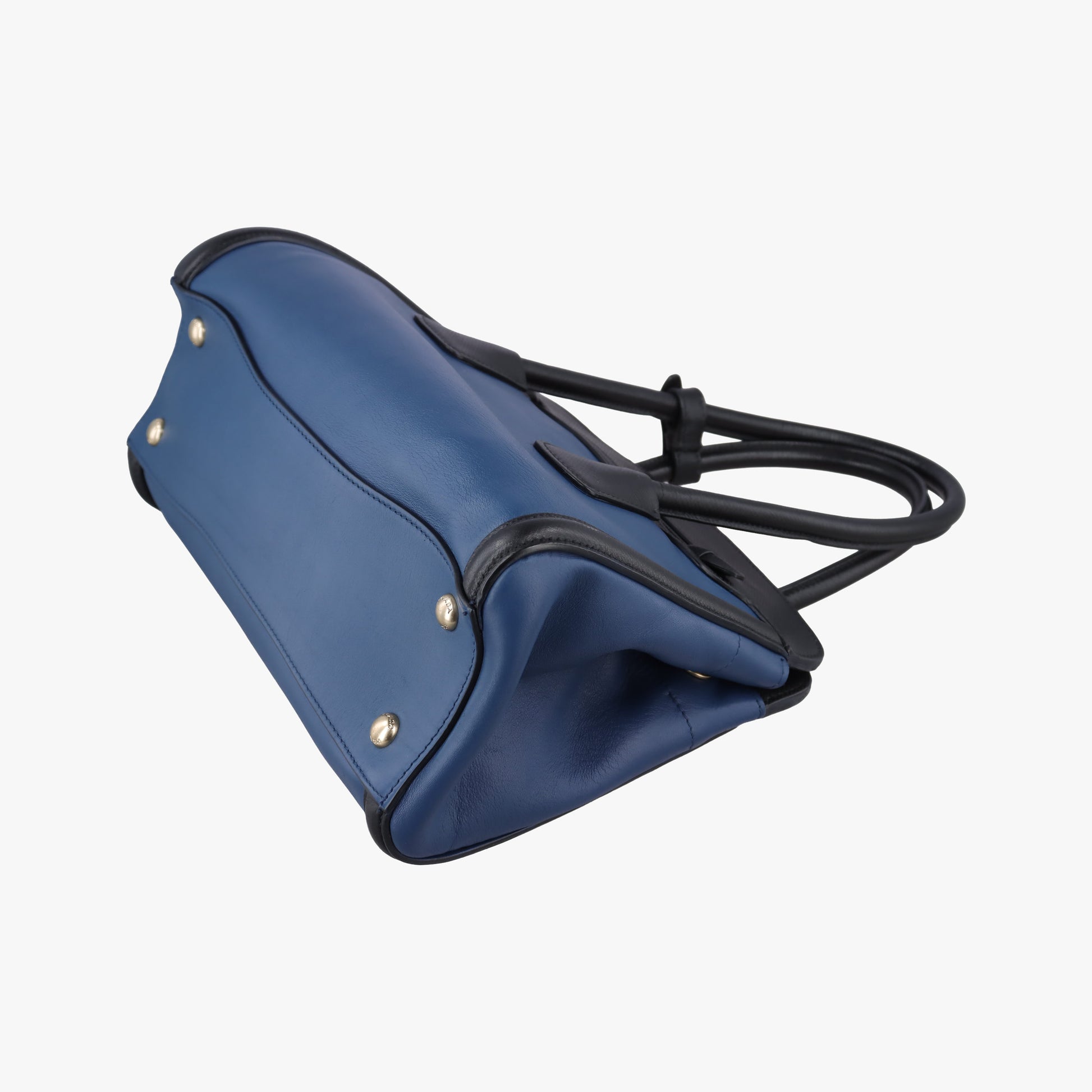 Double Zip Convertible Tote Black×Blue Saffiano Leather×Leather 31/Yダブルジップコンバーチブルトート ブラック×ブルー サフィアーノレザー×レザー 31/Y