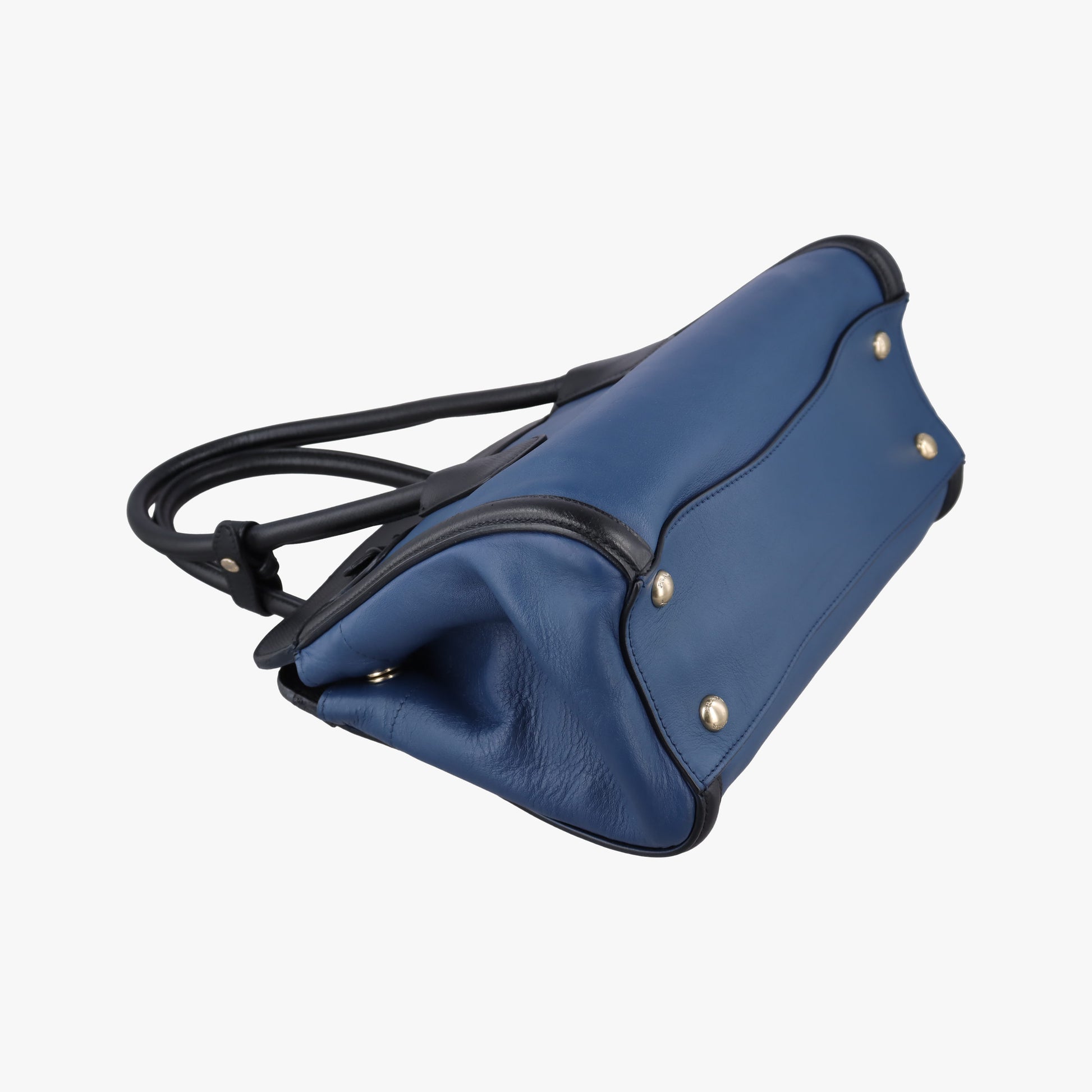 Double Zip Convertible Tote Black×Blue Saffiano Leather×Leather 31/Yダブルジップコンバーチブルトート ブラック×ブルー サフィアーノレザー×レザー 31/Y