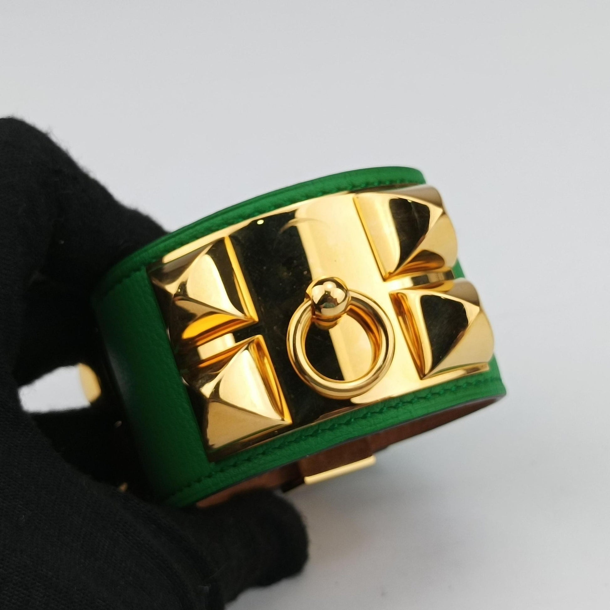 Collier de chien Green×golden Leather × GP P▢ SIコリエ ド シアン グリーン×ゴールド レザー×GP P▢ SI