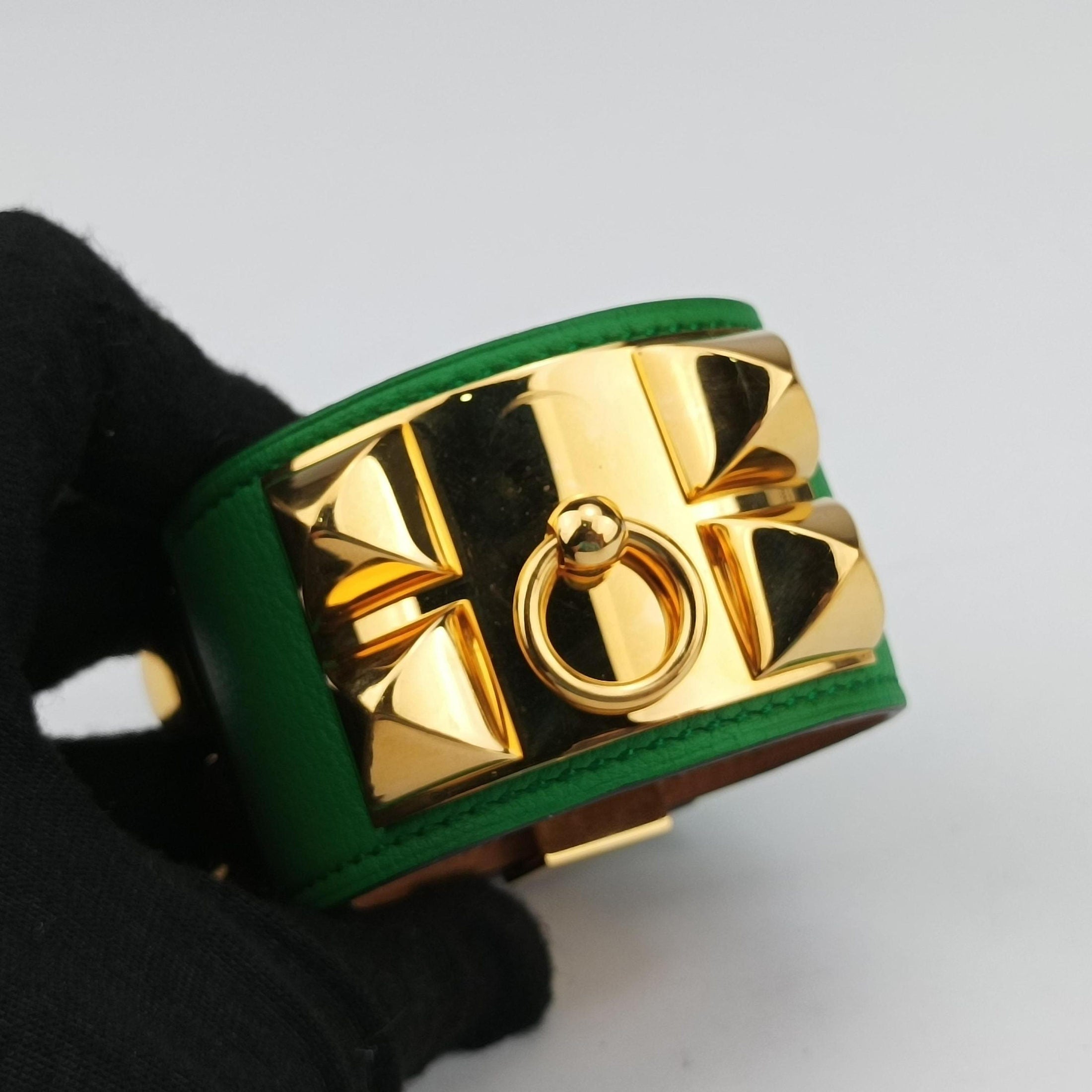Collier de chien Green×golden Leather × GP P▢ SIコリエ ド シアン グリーン×ゴールド レザー×GP P▢ SI
