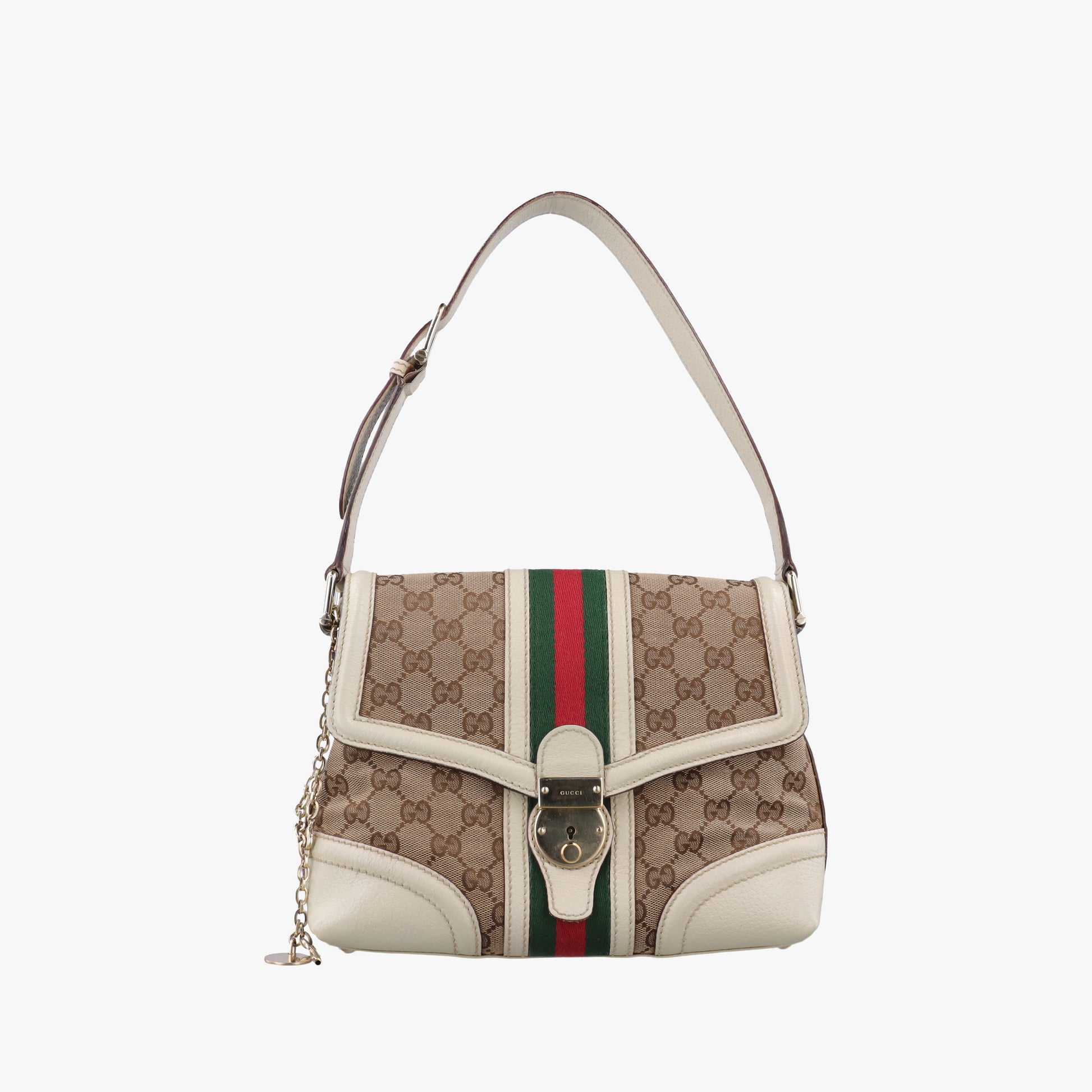 Web Treasure Flap White×Multicolour Leather×Canvas 145999 ウェブ トレジャー フラップ ホワイト レザー×キャンバス 145999 