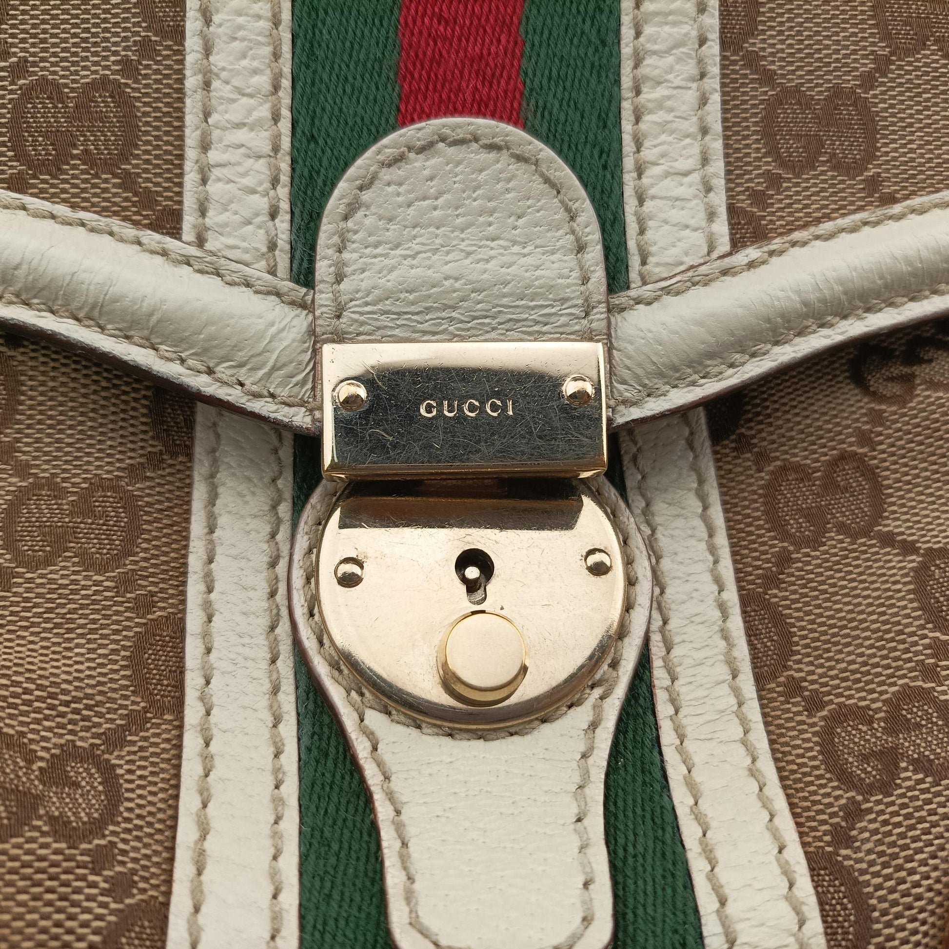 Web Treasure Flap White×Multicolour Leather×Canvas 145999 ウェブ トレジャー フラップ ホワイト レザー×キャンバス 145999 