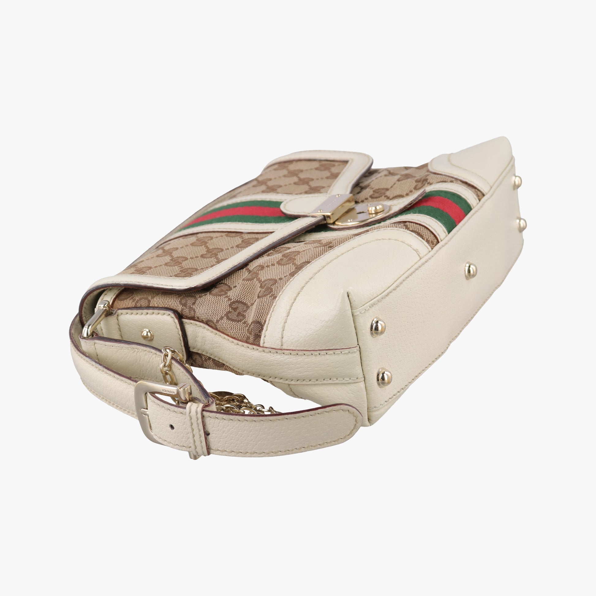 Web Treasure Flap White×Multicolour Leather×Canvas 145999 ウェブ トレジャー フラップ ホワイト レザー×キャンバス 145999 