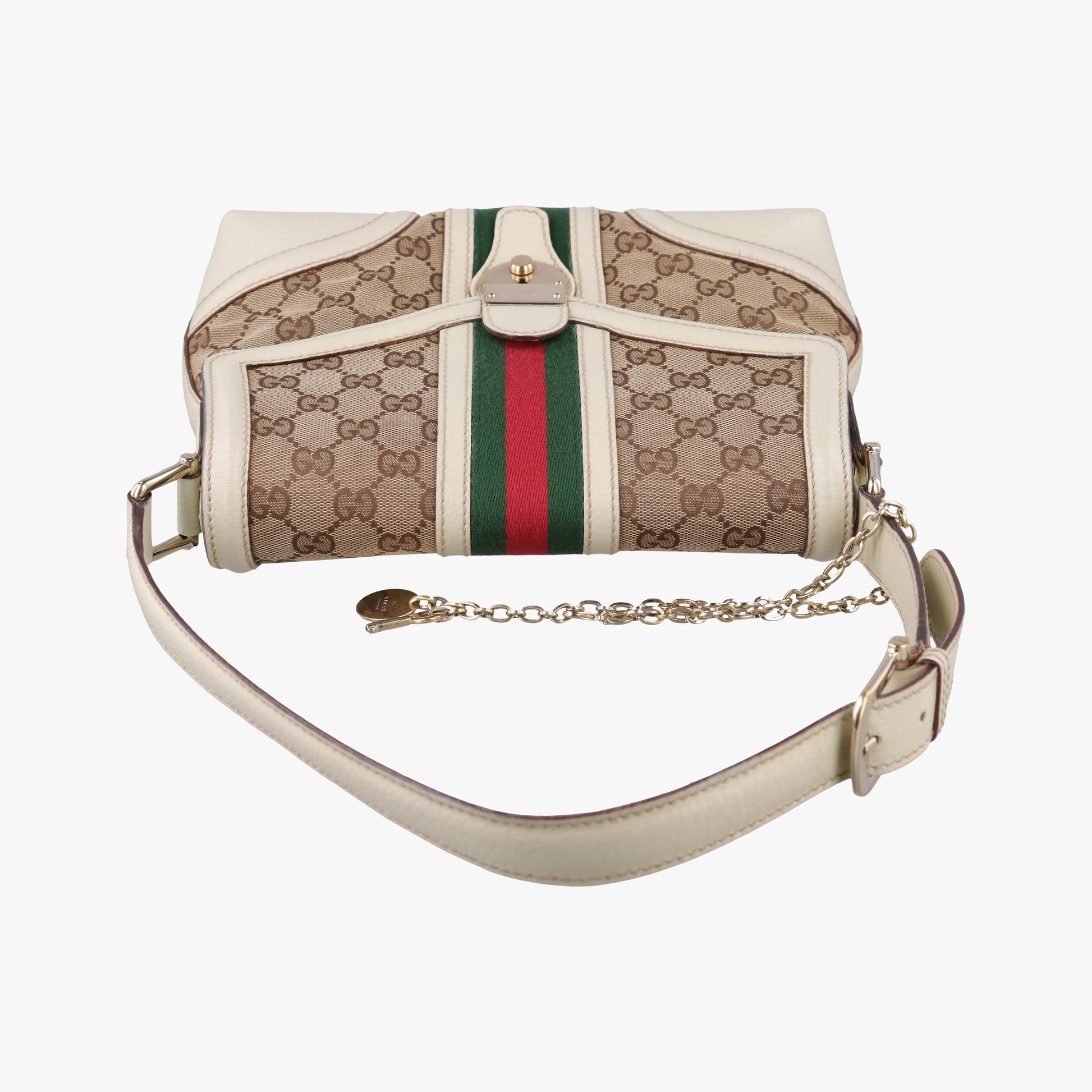 Web Treasure Flap White×Multicolour Leather×Canvas 145999 ウェブ トレジャー フラップ ホワイト レザー×キャンバス 145999 