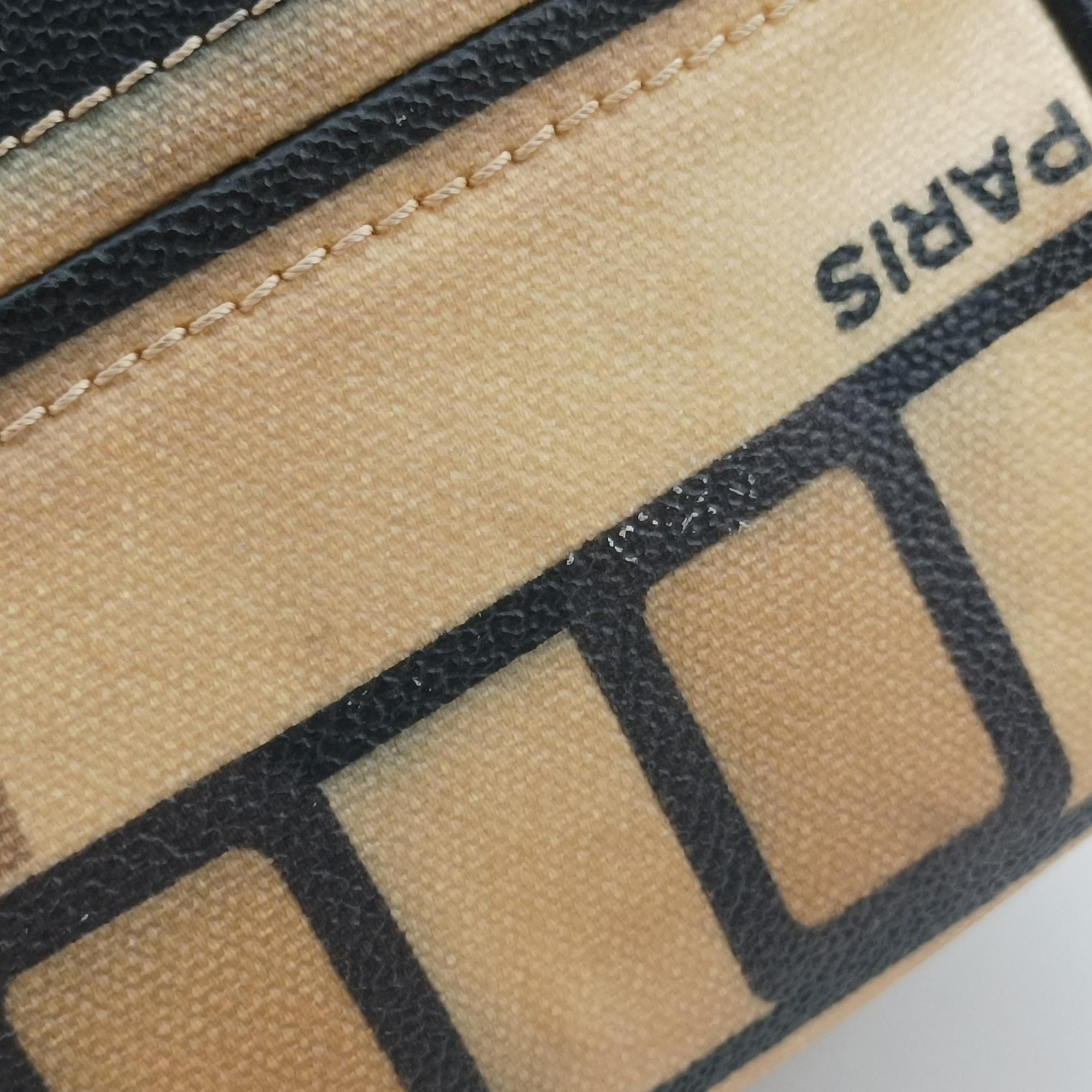 31 Rue Cambon Graffiti Mini Boston Beige × Black Coated Canvas 1103321331ルカンボン グラフィティ ミニボストン ベージュ × ブラック コーティングキャンバス 11033213