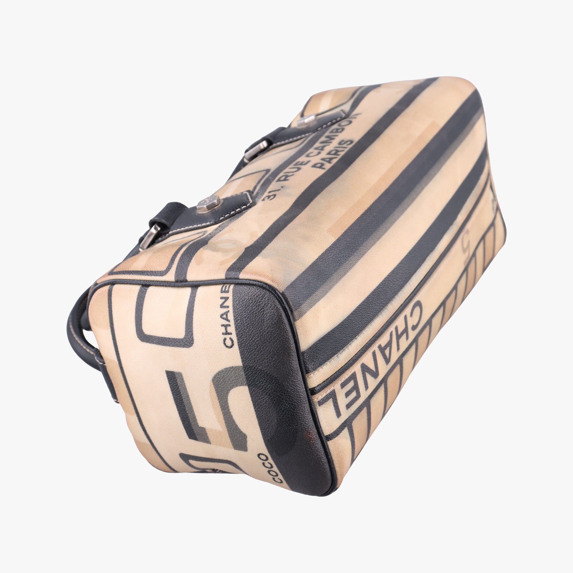 31 Rue Cambon Graffiti Mini Boston Beige × Black Coated Canvas 1103321331ルカンボン グラフィティ ミニボストン ベージュ × ブラック コーティングキャンバス 11033213