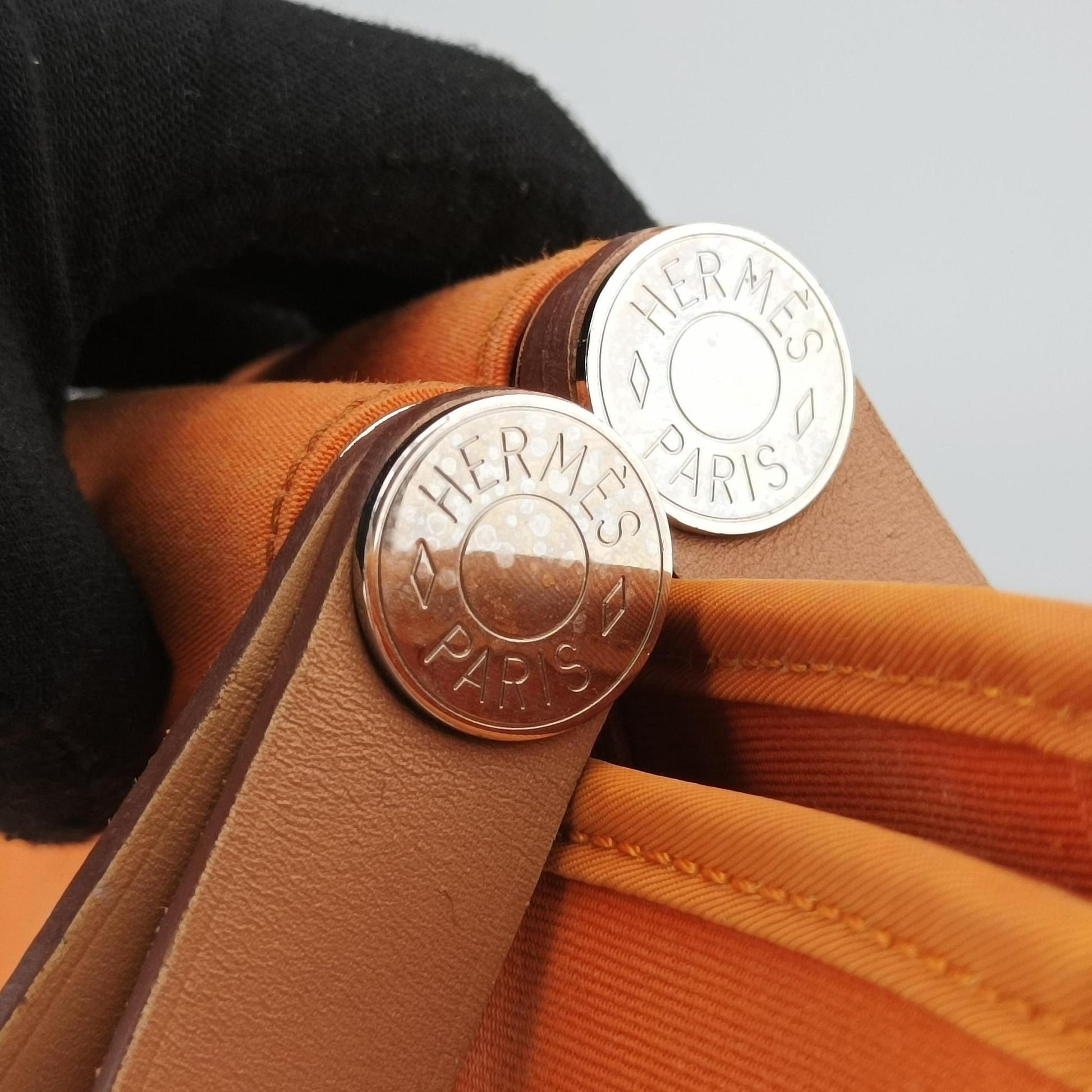 Cabag Elan Orange Toile Officier × Leather AR▢Qカバ シエ オレンジ トワルオフィシエ×レザー AR▢Q
