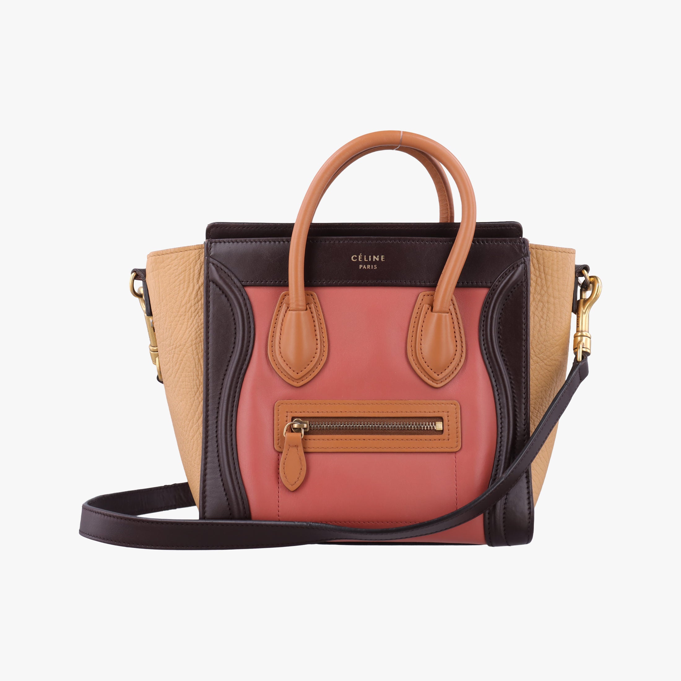 luggage nano shopper Pink beige×brown×black Leather F-CU-1185ラゲージナノショッパー ピンクベージュ×ブラウン×ブラック レザー F-CU-1185