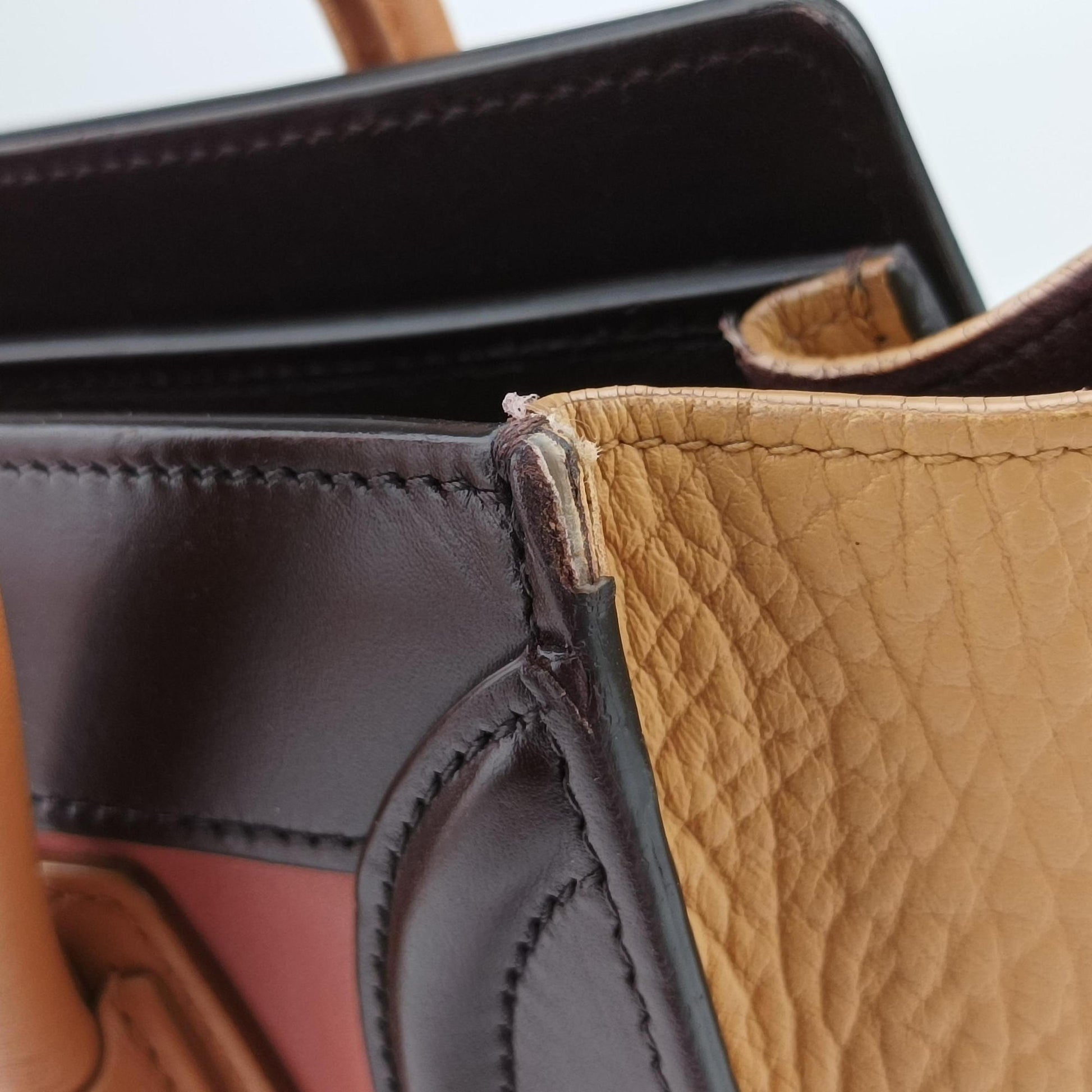luggage nano shopper Pink beige×brown×black Leather F-CU-1185ラゲージナノショッパー ピンクベージュ×ブラウン×ブラック レザー F-CU-1185