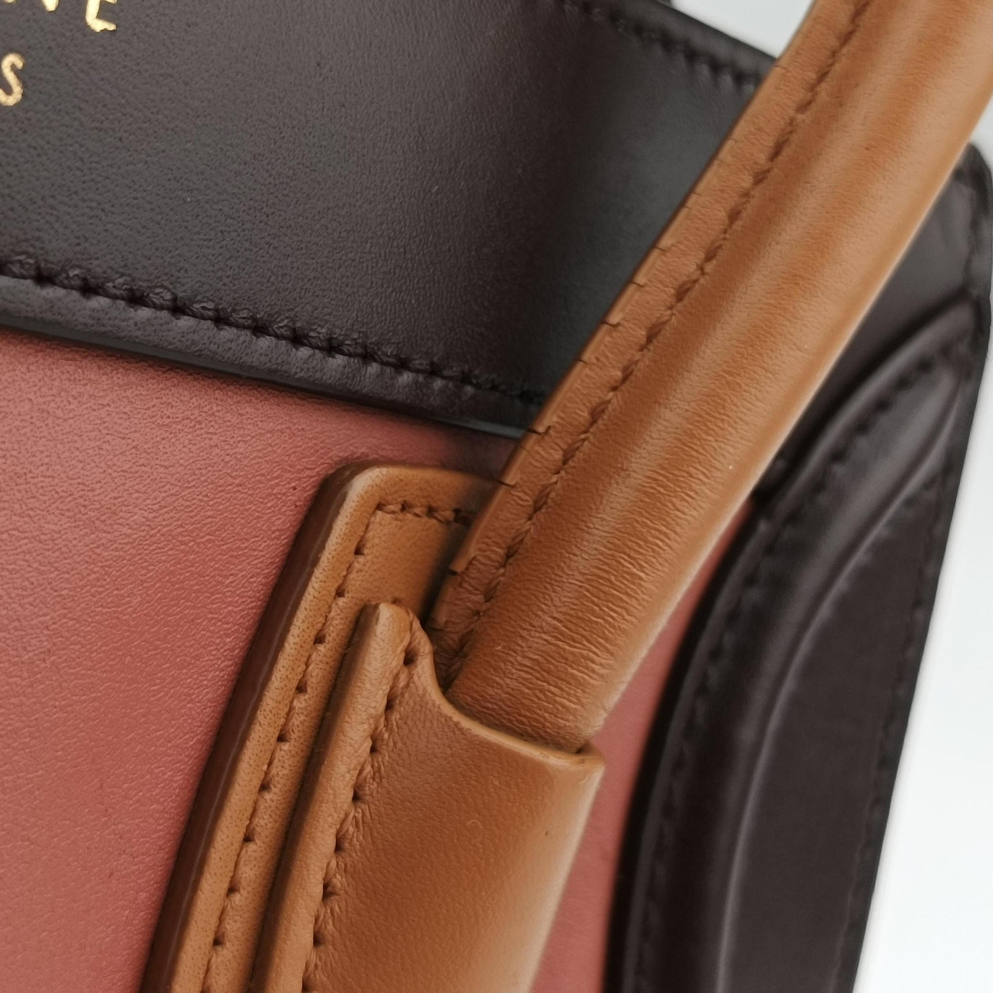luggage nano shopper Pink beige×brown×black Leather F-CU-1185ラゲージナノショッパー ピンクベージュ×ブラウン×ブラック レザー F-CU-1185
